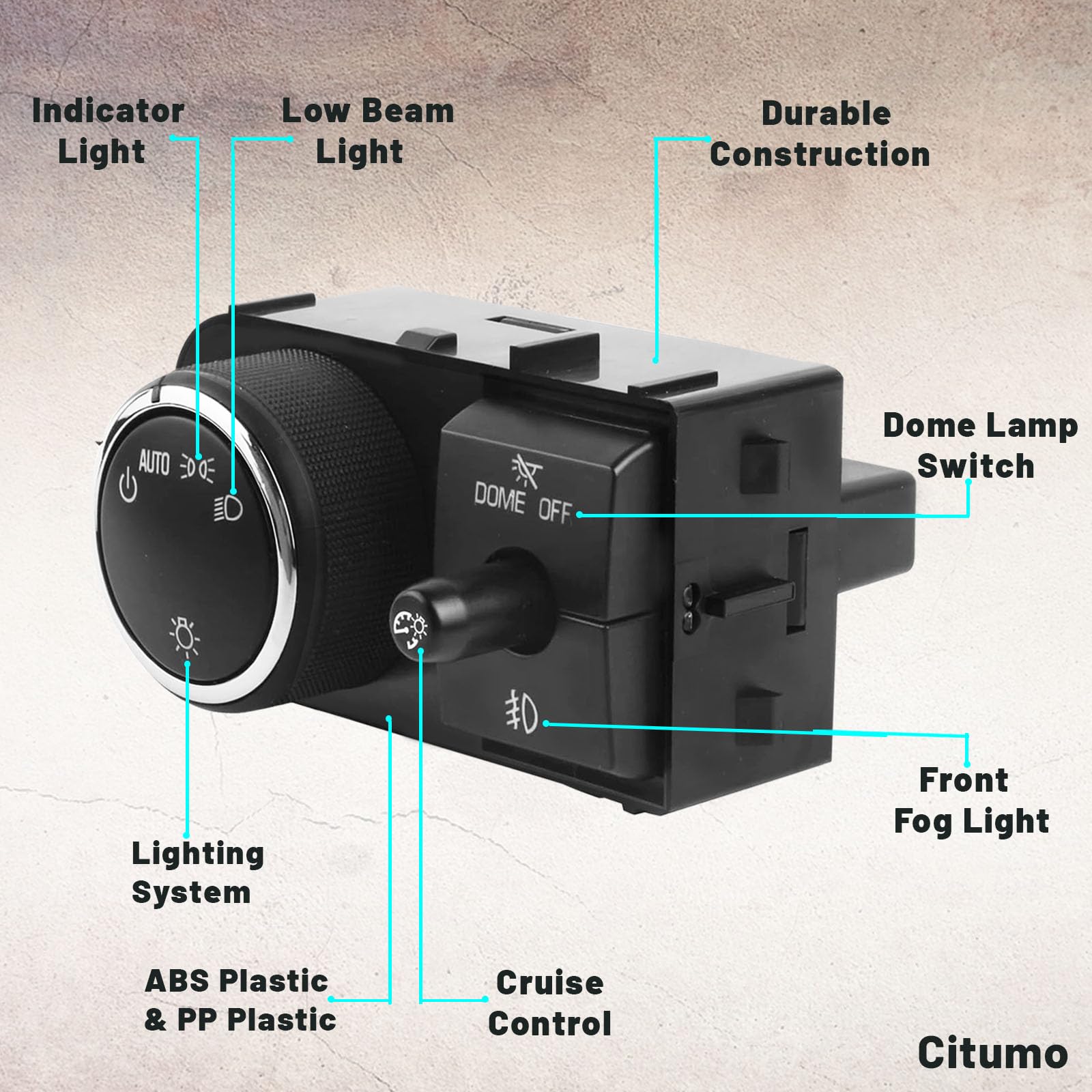 25858705 1527J Equipment Headlamp, Instrument Panel Dimmer, And Dome Lamp Switch, With Fog Lamp Switch
