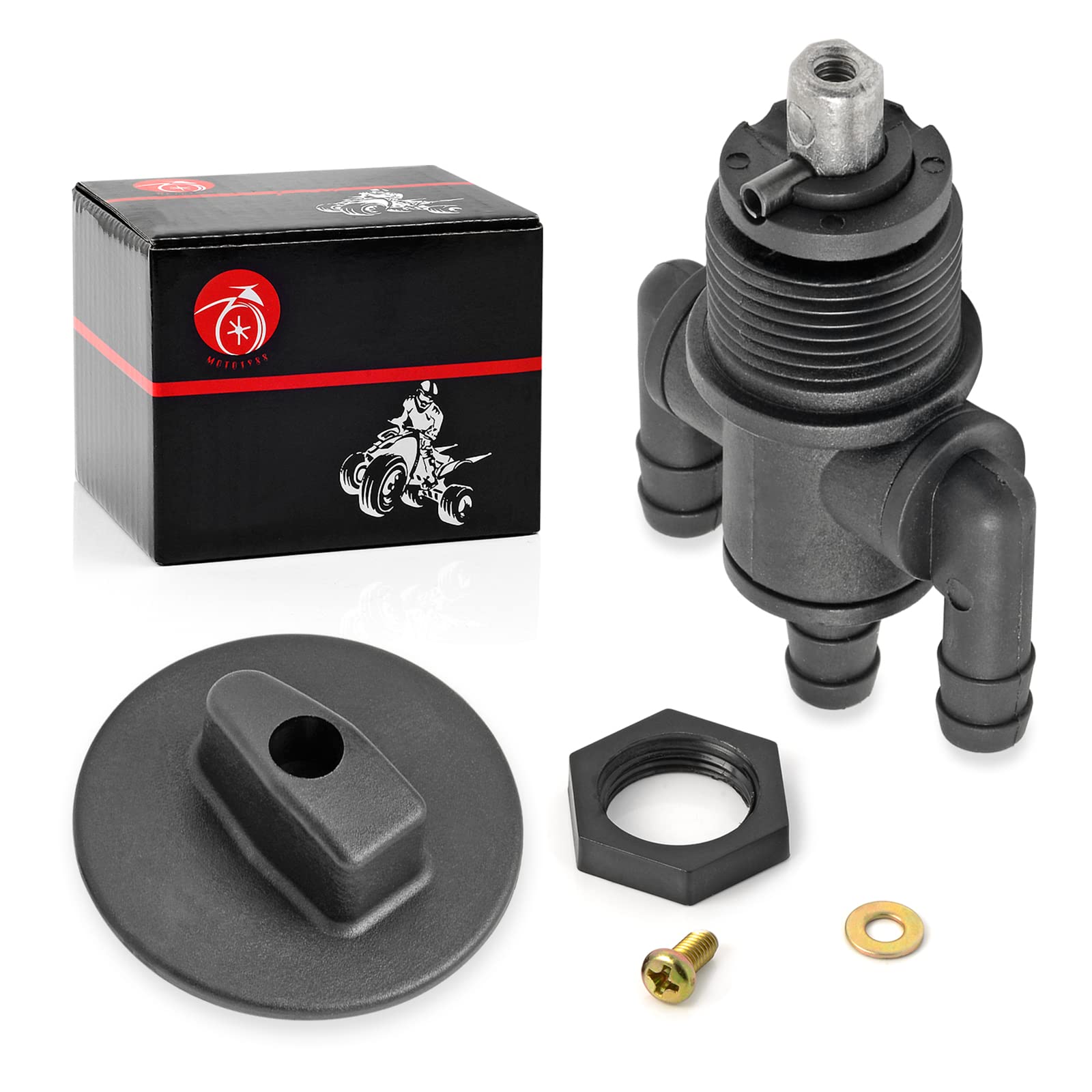 Fuel Tank Valve Petcock 3 Way Straight Down & Knob NUT For Polaris Scrambler Sport 400 Xplorer Xpress 300 400 Trail Boss 325 705