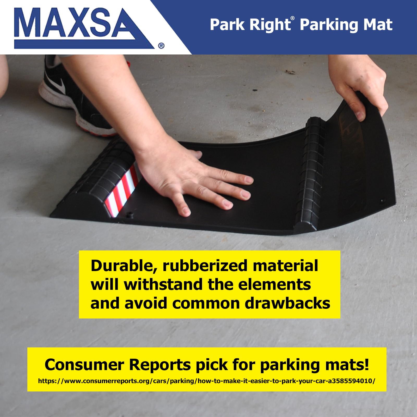 Maxsa 37358-RS Park Right 21'' x 11'' x 2'' Parking Mat, Black