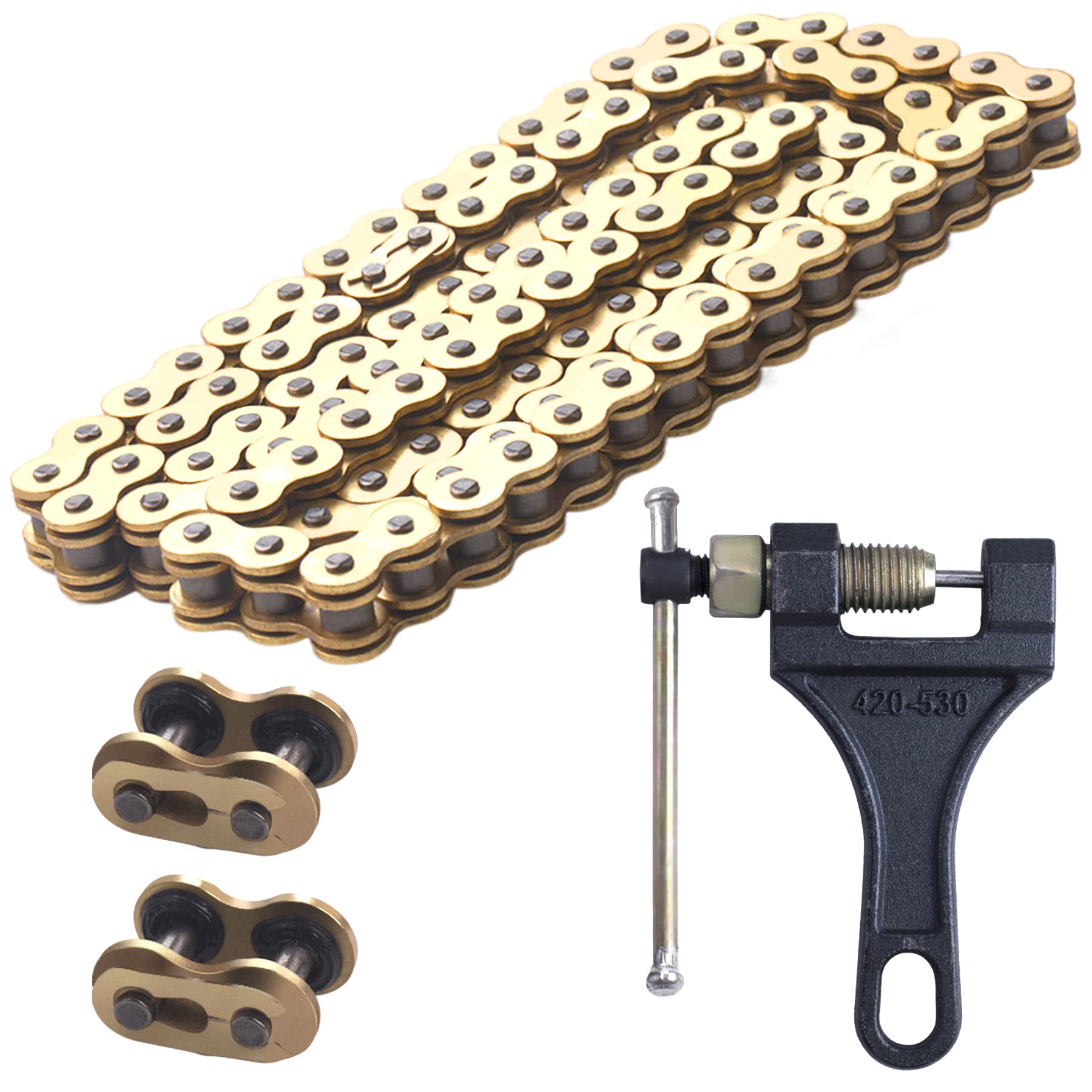 Mrelc Gold 520 X-Ring Chain + Chain Breaker,114 Links With Connecting Master Link