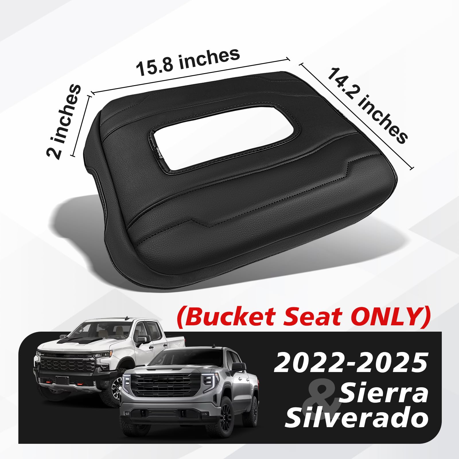 Muslogy Center Console Armrest Cover Compatible With Chevy Silverado & Gmc Sierra 1500 2500 3500 2022-2025 Comfort Armrest Pad A