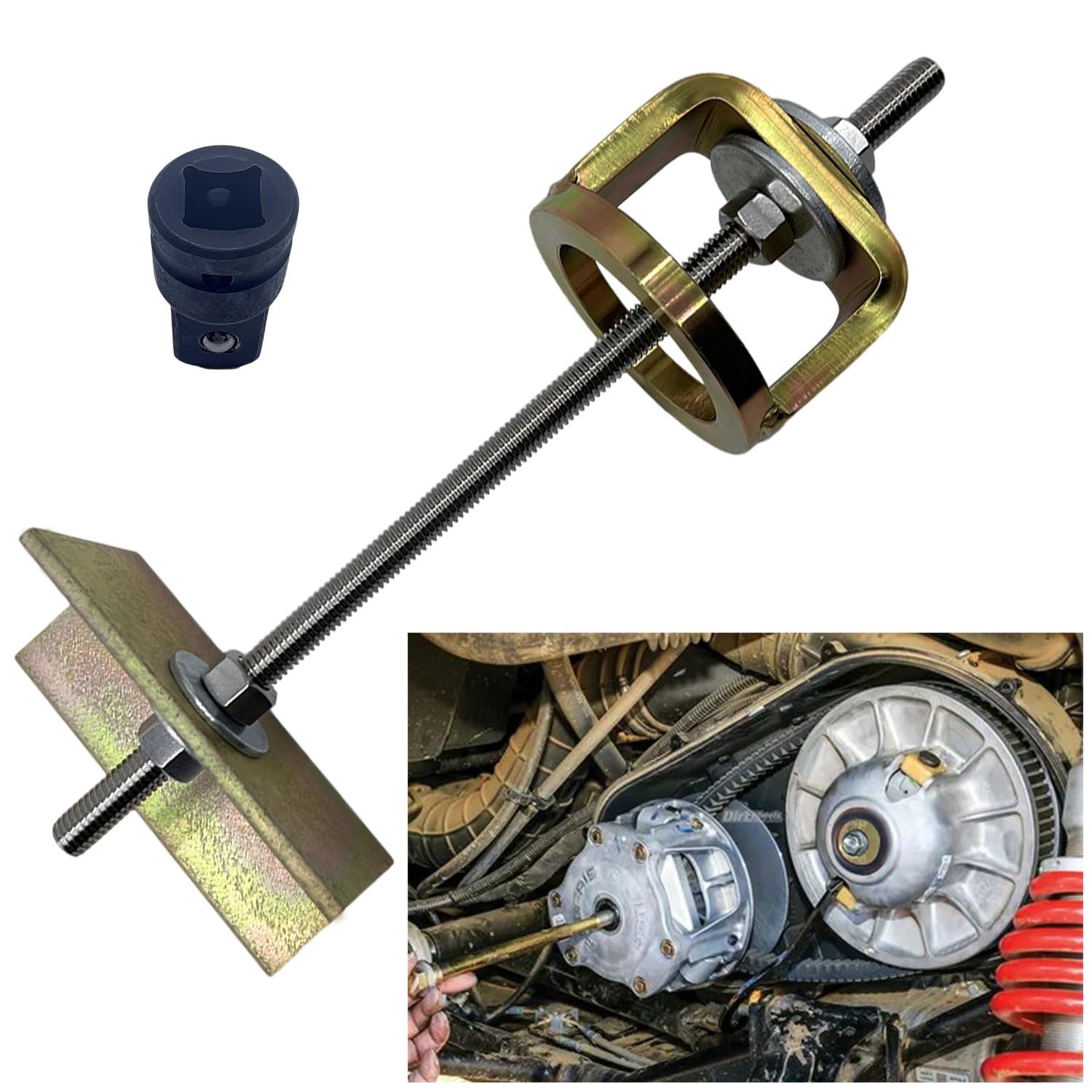 BIGLKNM Clutch Compression Tool ATV Snowmobile Compatible for YAMAHA RZR Kawasaki Polaris, Primary Secondary Clutch Spring Compr