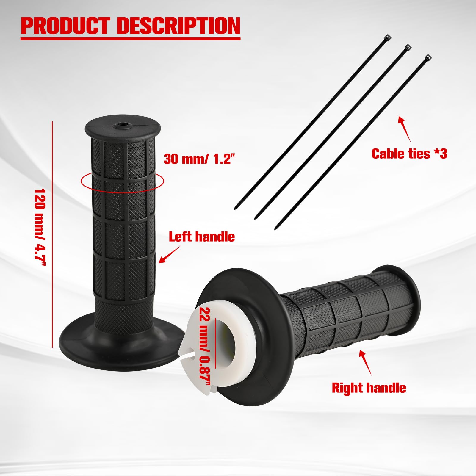 Haporluk PZ19 Carburetor Throttle Cable Handle Grips and Cable Set 22 mm/0.87 in 50cc 70cc 90cc 110cc 125cc for Chinese Quad 4 S