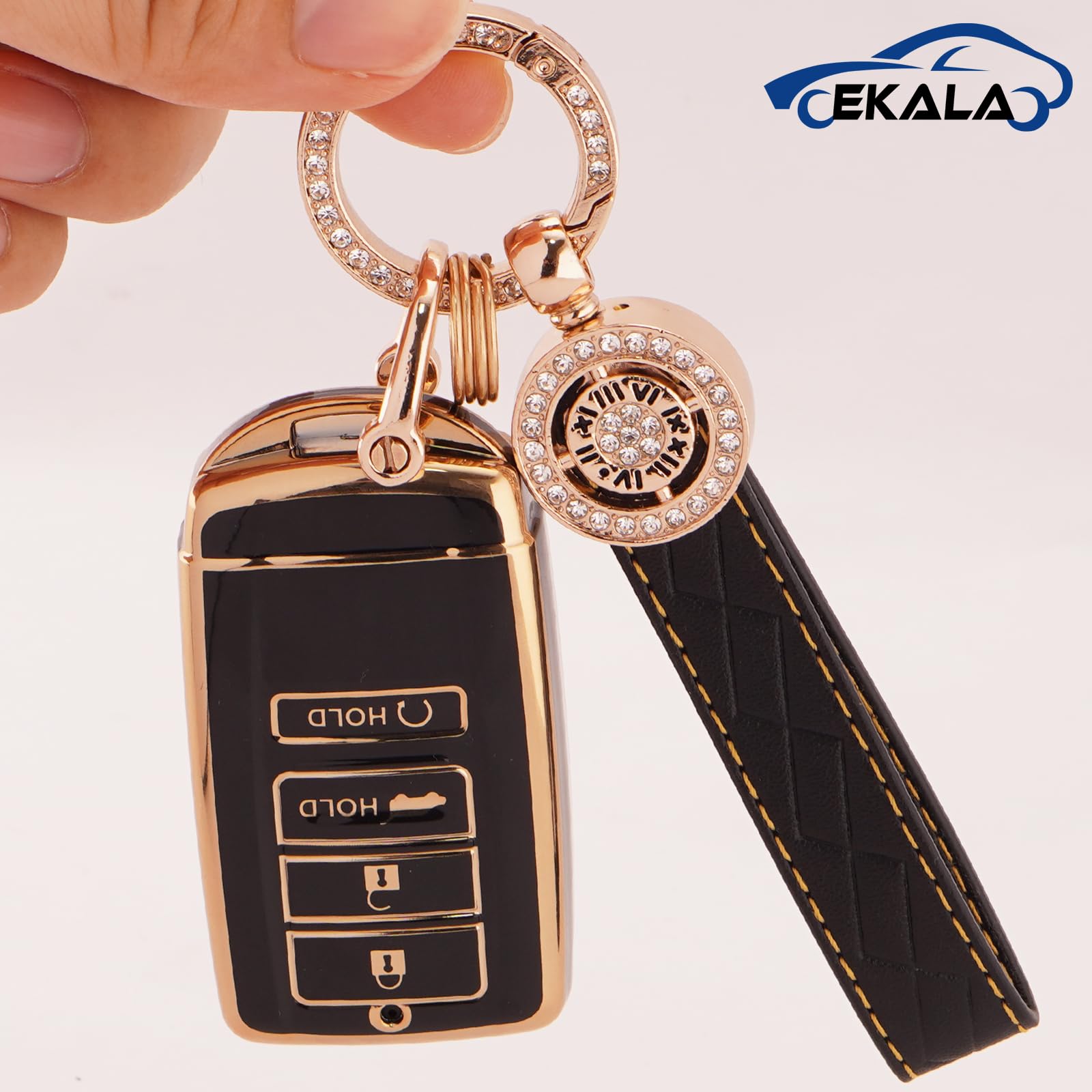 EKALA Acura Key Fob Cover Case with Leather Keychain Lanyard, 4 Button Soft TPU Shells Holder for Acura CDX RDX RLX TLX TLX-L IL