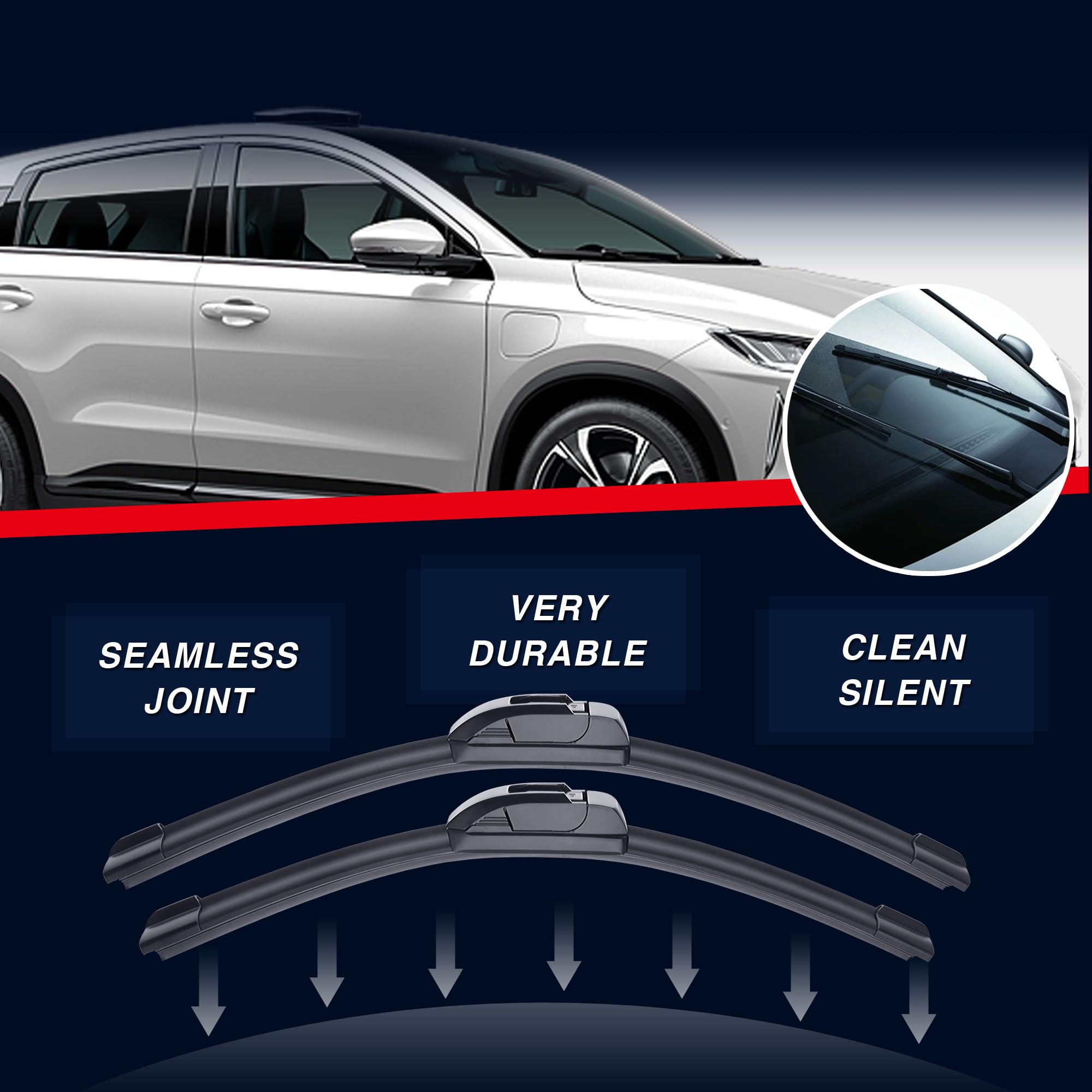 28''+15'' Windshield Wiper Blades Replacement For Nissan Sentra 2019 2018 2017 2016 2015 2014 2013+More Cars (Pack Of 2) Front W