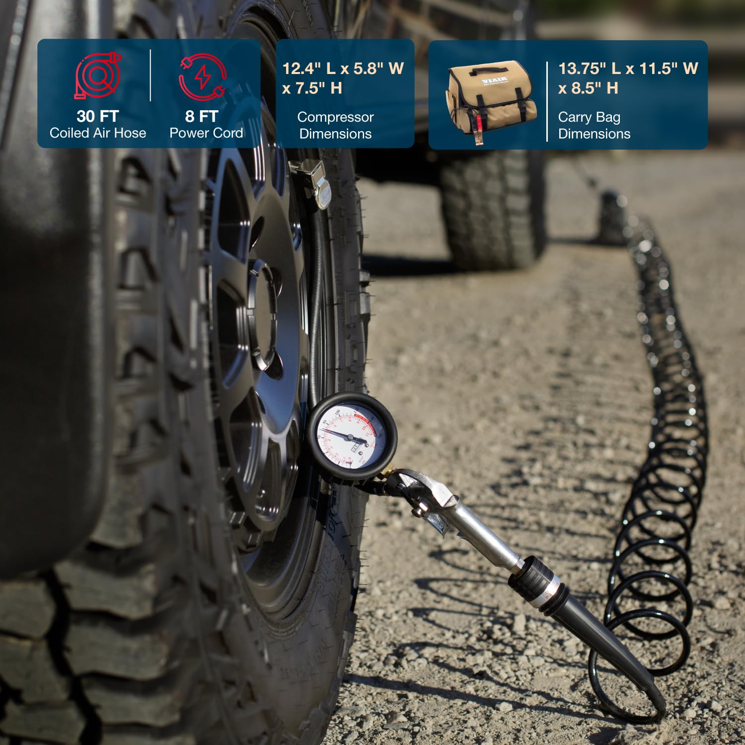 Viair 450P/45043 Automatic Portable Compressor, Tire Inflator Kit, Air Compressor For Truck, Jeep, Suv, And Car Tires, Portable