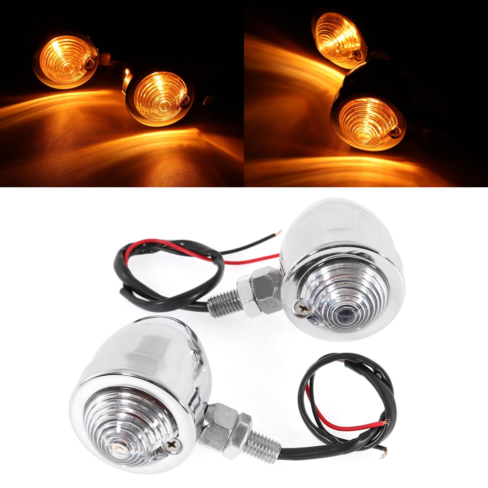Innoglow Motorcycle Turn Signal Lights 2Pcs Bullet Front Rear Turn Signals Indicator Blinkers Amber Lights Fits For Harley Suzuk