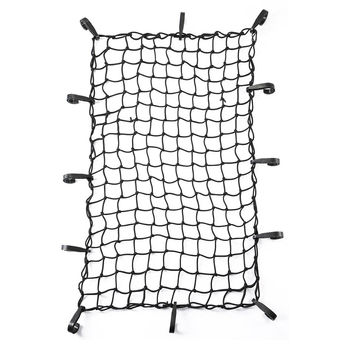 Czc Auto 22''X38'' Black Latex Bungee Cargo Net Strech To 44''X76'', Luggage Netting With 2''X2'' Small Mesh And 12 Adjustable P