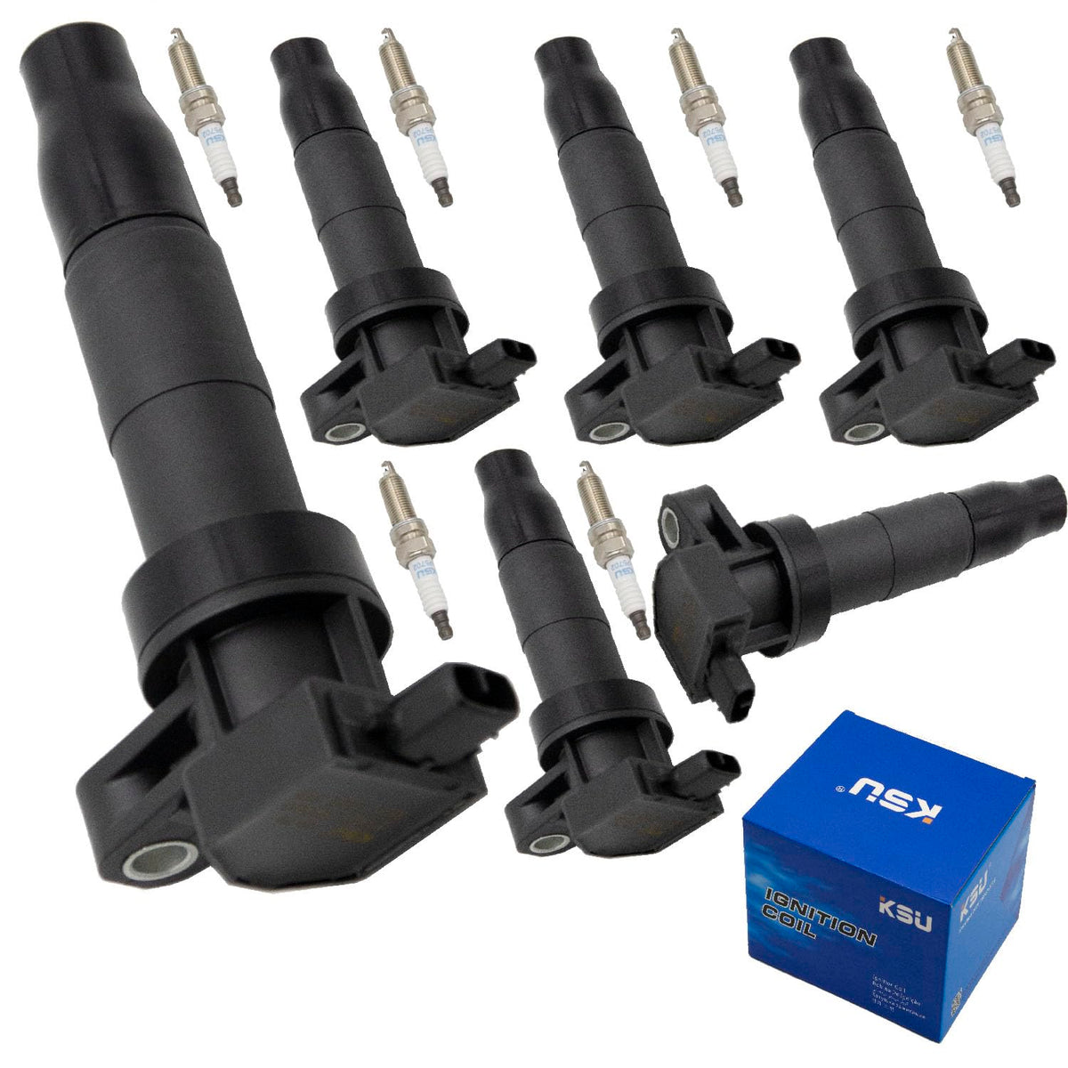 KSU Coil pack & Spark Plug compatible with Hyundai Santa fe 3.3L & 3.5L V6 2010-2018