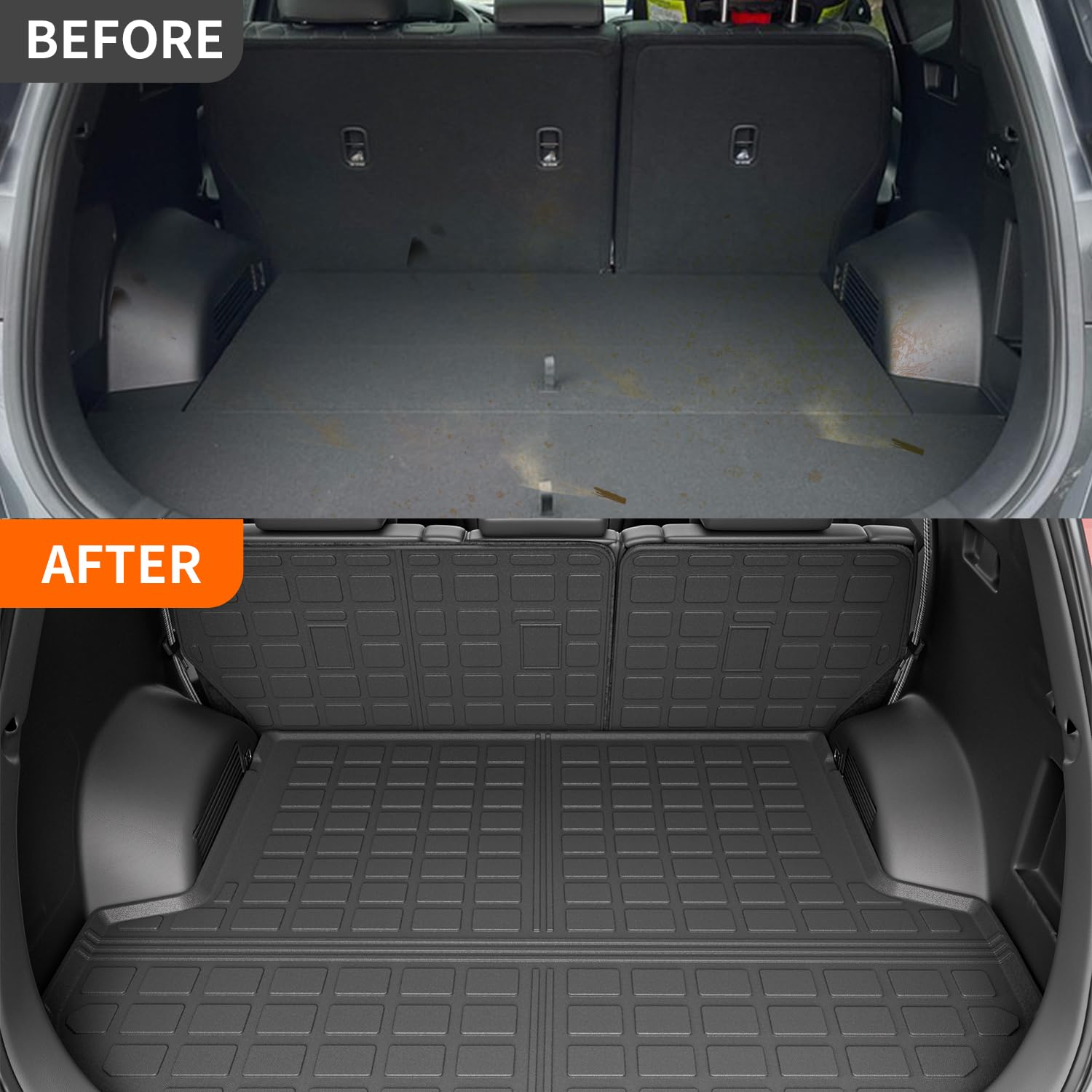 Powoq Cargo Liner Compatible With 2021 2022 2023 Santa Fe Trunk Mat Cargo Mat All Weather Tpe Backrest Liner Replacement For 2021 2022 2023 Santa Fe Accessories (Compatible With 21-23 Santa Fe)