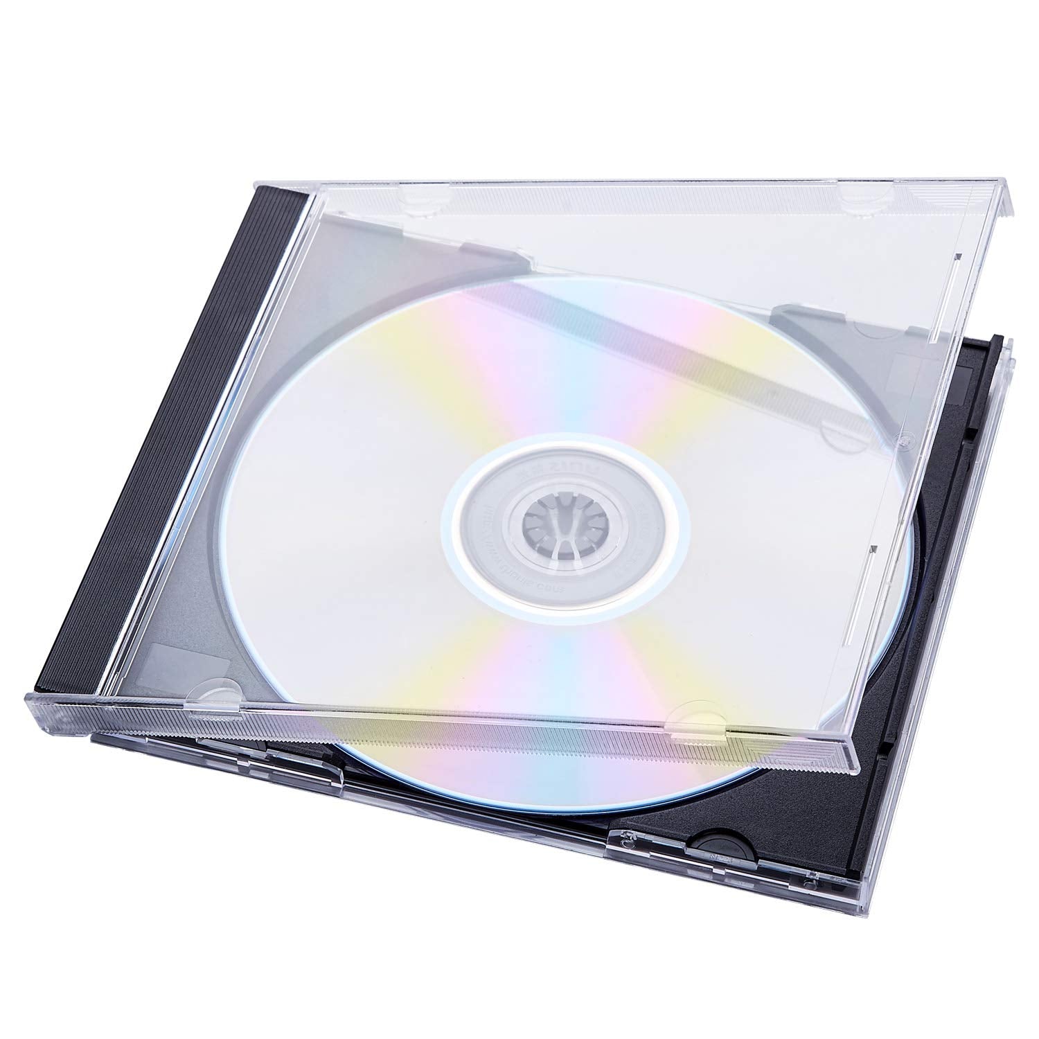 Maxtek 10.4 Mm Standard Single Clear Cd Jewel Case With Assembled Black Tray, 50 Pack