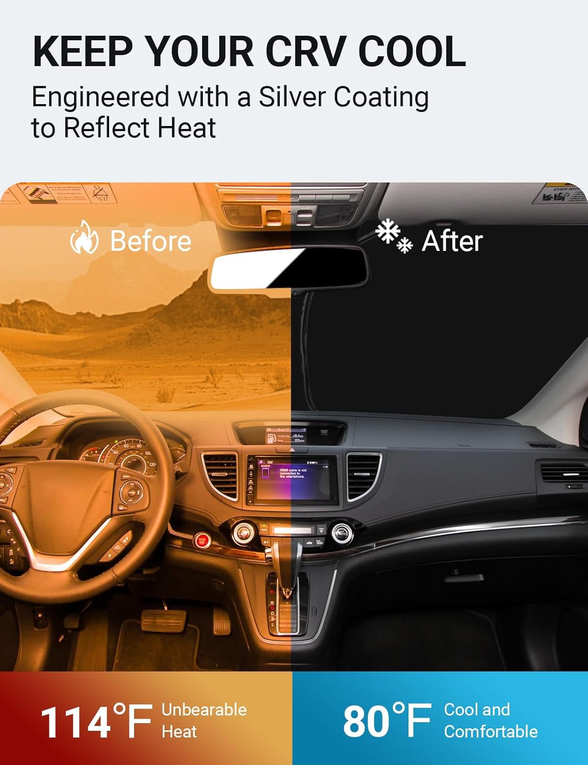 Proadsy 2025 Upgrade Windshield Sun Shade Custom Fit Honda Crv 2012-2016 4-Layer Foldable Front Sunshade Protector Sun Visor Blo