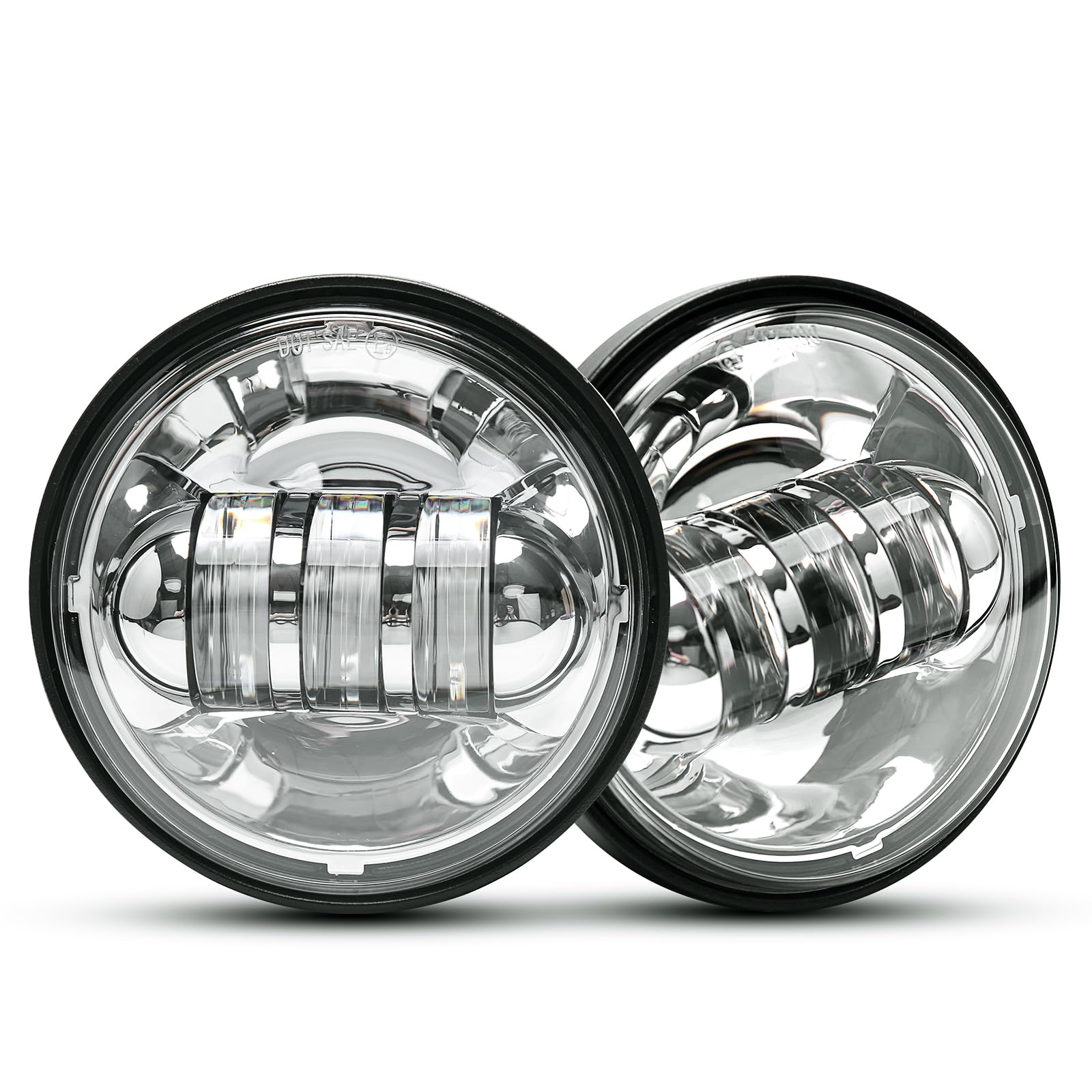 LX-LIGHT Dot approved 2 PCS Chrome 4.5 Inch LED Passing Light LED Fog Lamps for Motorcycles Auxiliary Light Bulb Motorcycle Proj