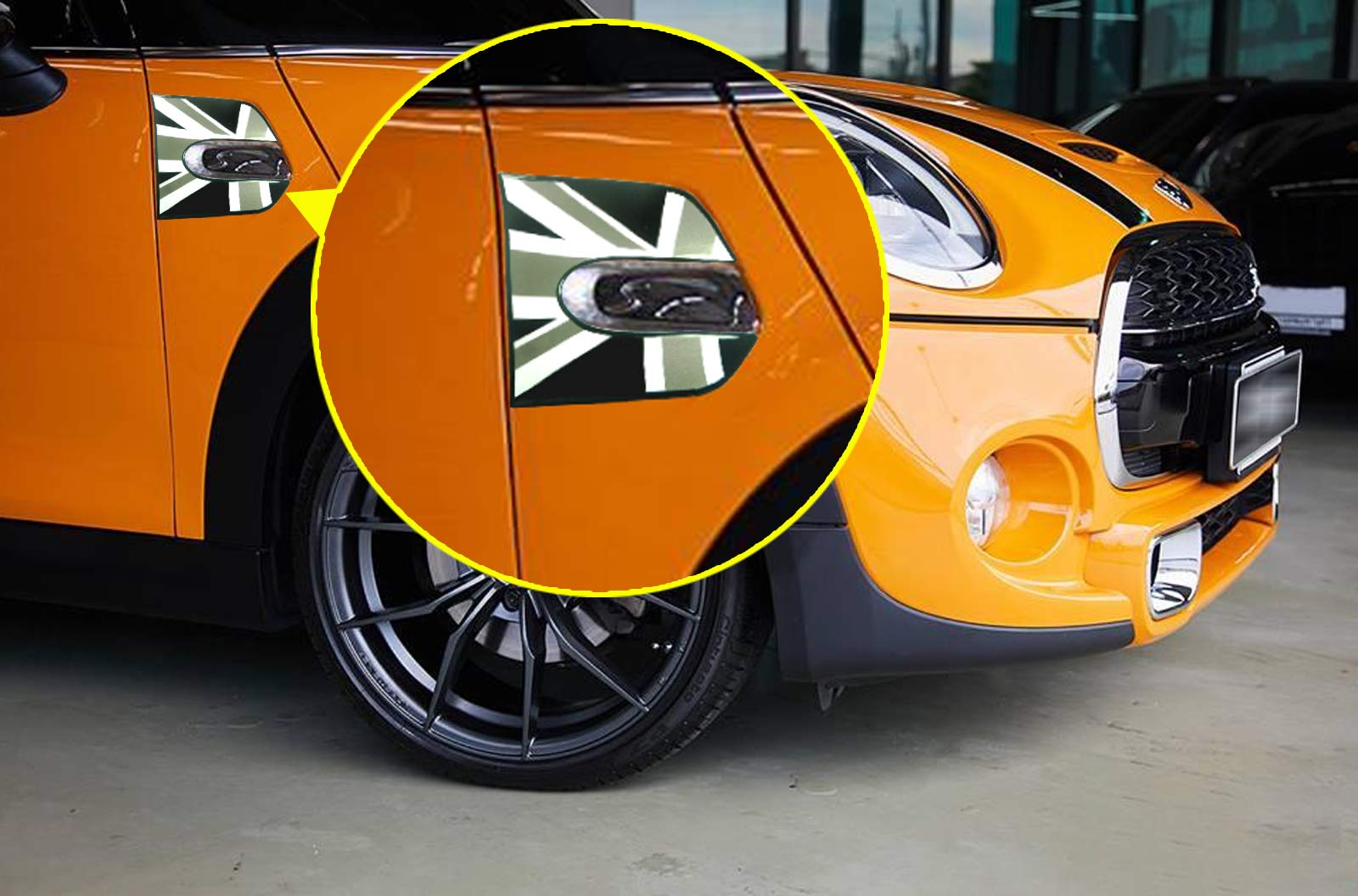 Xotic Tech 2X Side Exterior Fender Scuttles Union Jack Style Decal Stickers Replacement Decoration Accessories,Compatible With Mini Cooper F55 2015+,F56 2014+(Black)