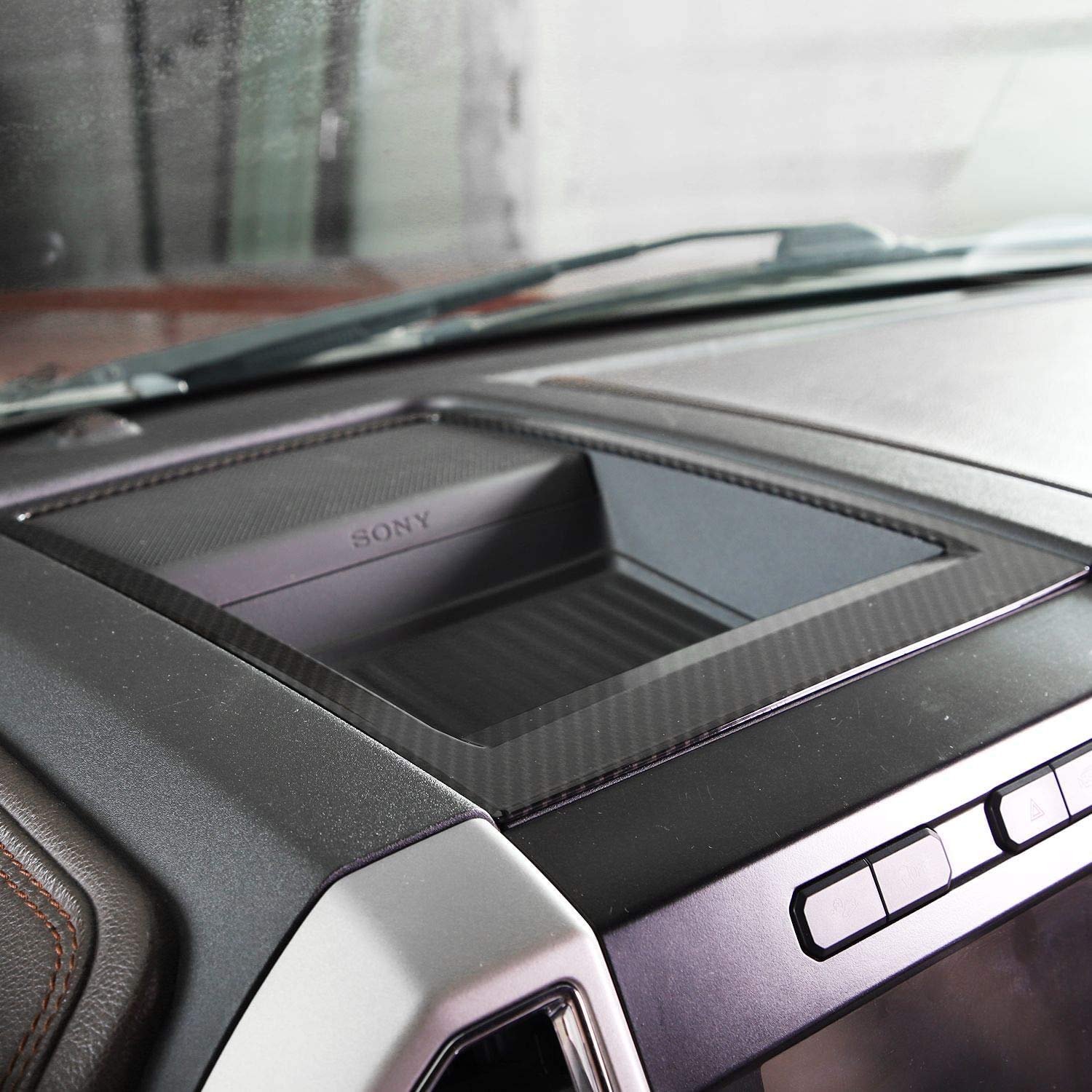 Keptrim For F150 Abs Carbon Fiber Center Console Dash Storage Tray Trim For 2015 2016 2017 2018 2019 2020 Ford F150, 1Pc