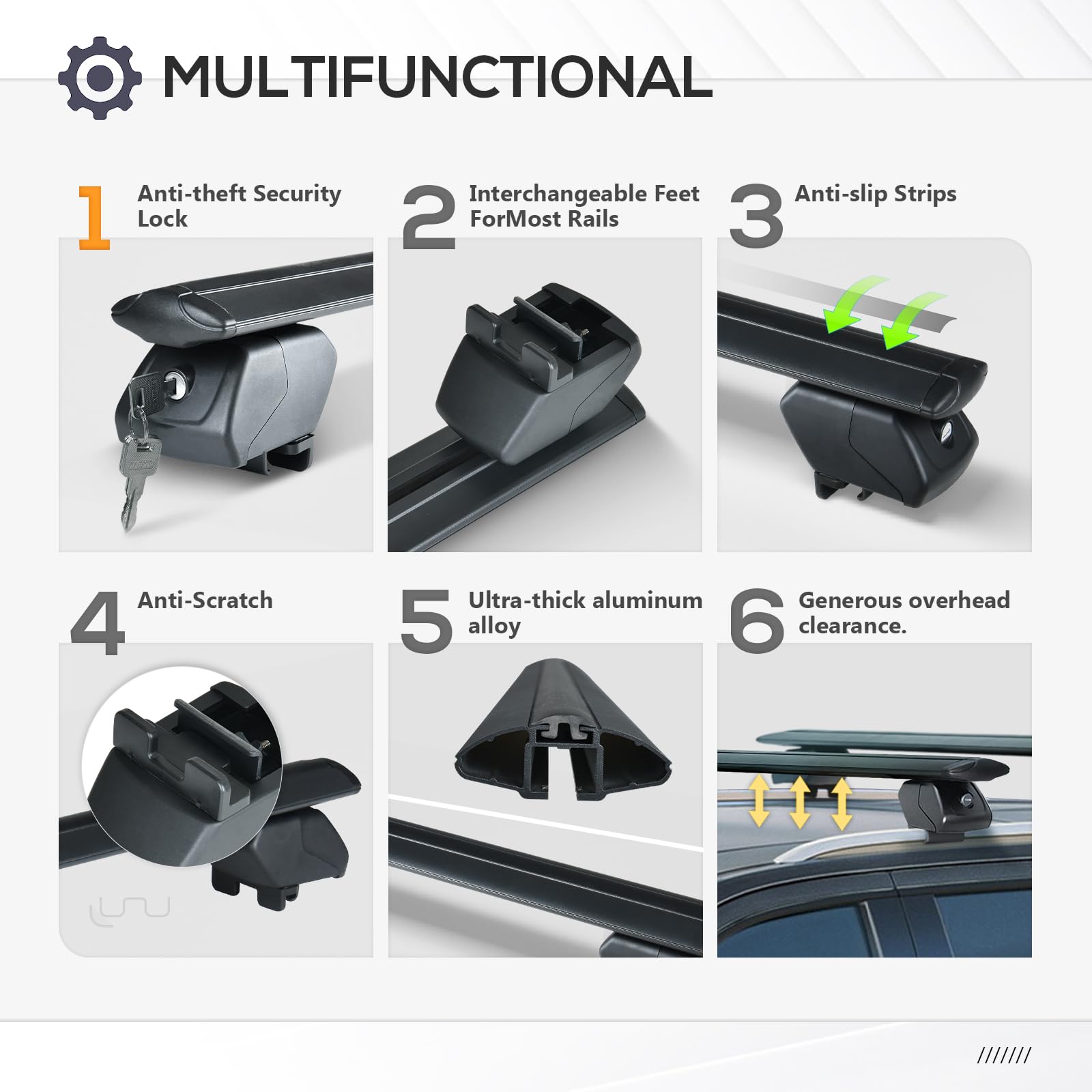 Suorto Heavy Duty 400 Lbs Roof Rack Cross Bars Compatible For 2021 2022 2023 2024 Chevrolet Tahoe, Chevy Suburban, Gmc Yukon & Yukon Xl, Cadillac Escalade Esv With Side Rails, Adjustable Lock Crossbar