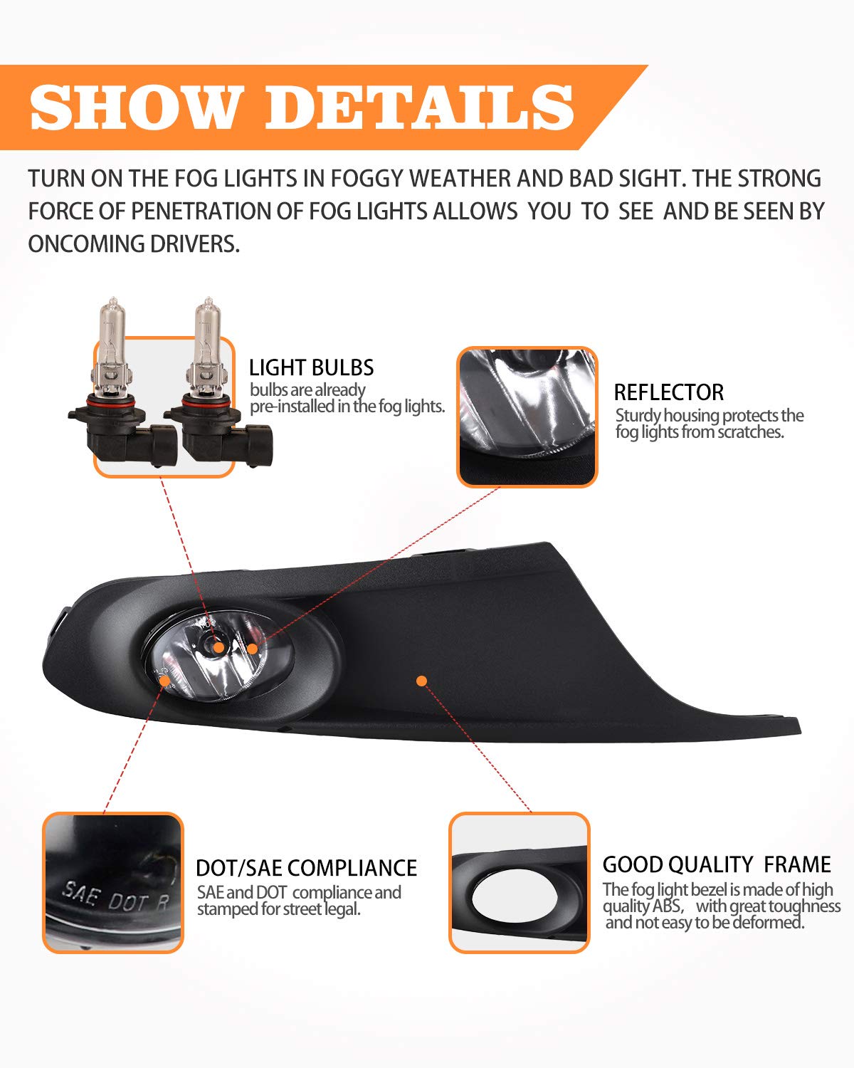 Autowiki Fog Lights Fir For 2011-2014 Volkswagen Jetta (Not Fit Wagon, Gli Models) 2Pcs Oem Replacement Fog Lamps