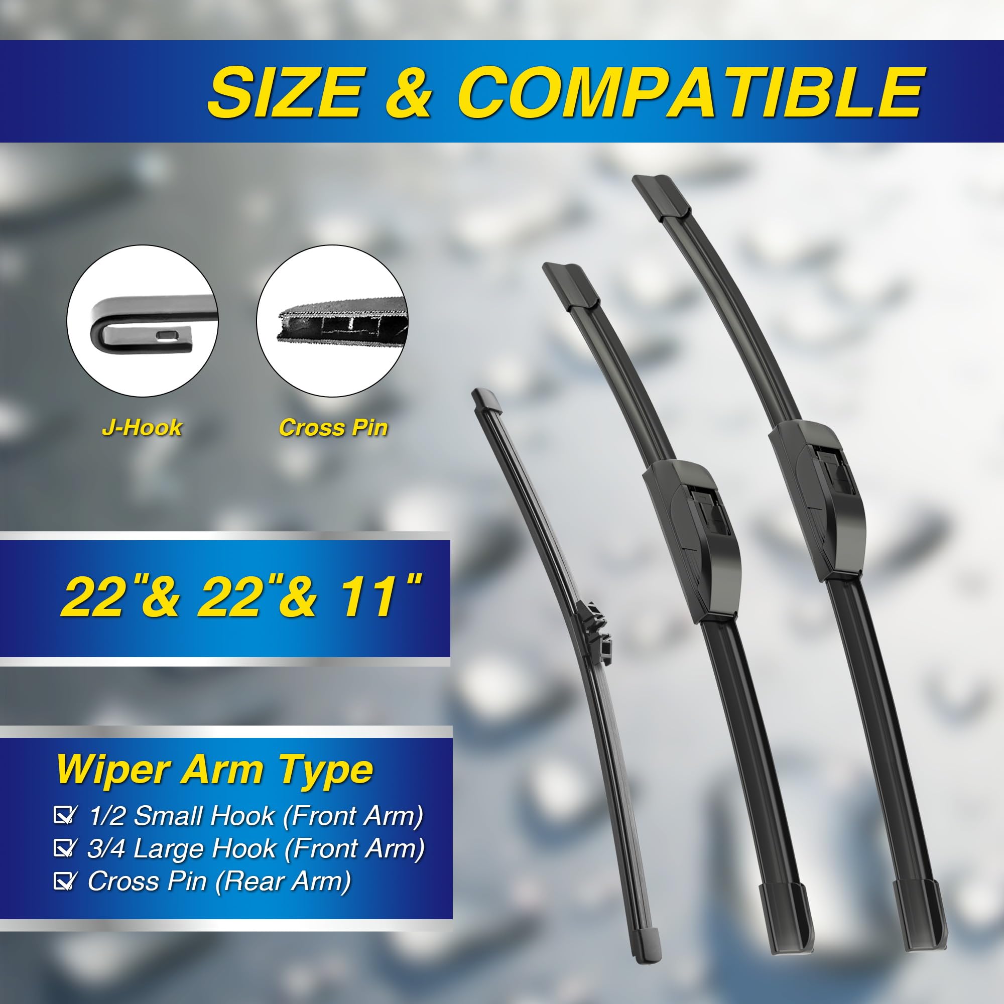 5 Plus Silicone Windshield Wipers Replacement For 2018-2024 Ford Expedition Wiper Blades(Set Of 3),Automotive Replacement Windsh