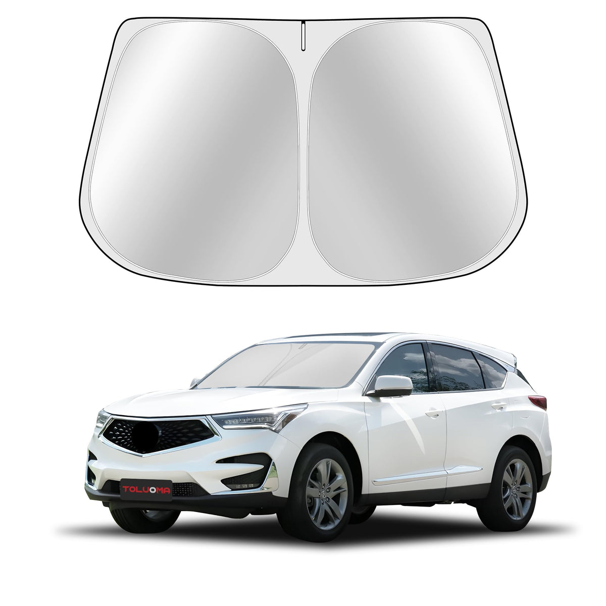 Toluoma Custom Fit Windshield Sun Shade For Acura Rdx 2019-2024 - Full Coverage, 210T Reflective Fabric, Double-Layer Design - B