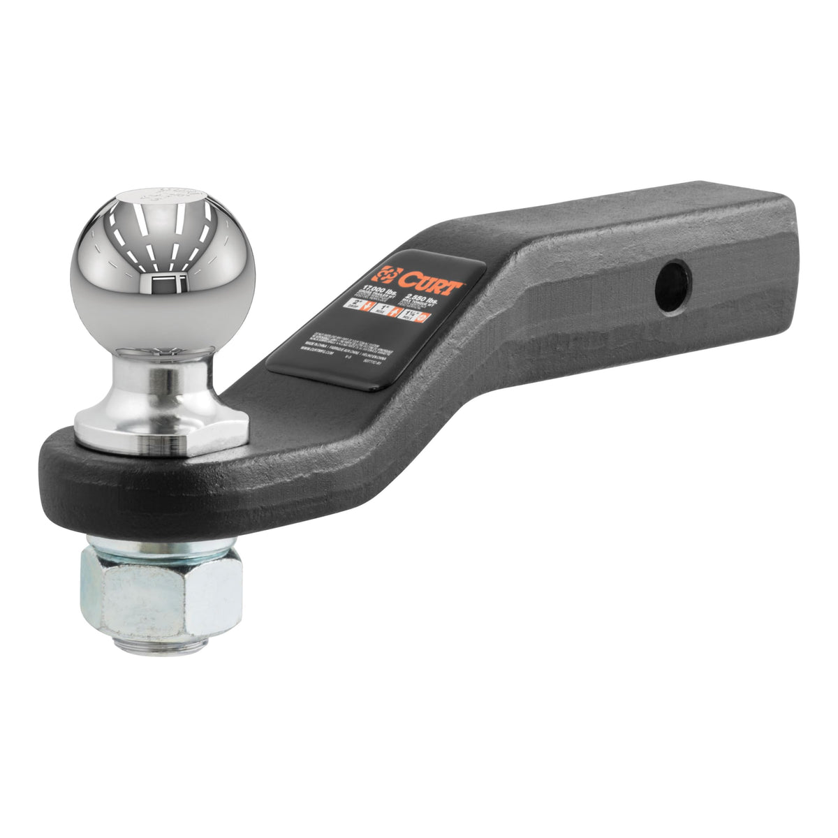 CURT 45331 Trailer Hitch Mount with 2-5/16-Inch Ball & Pin, Fits 2-Inch Receiver, 17,000 lbs, 2-In Drop