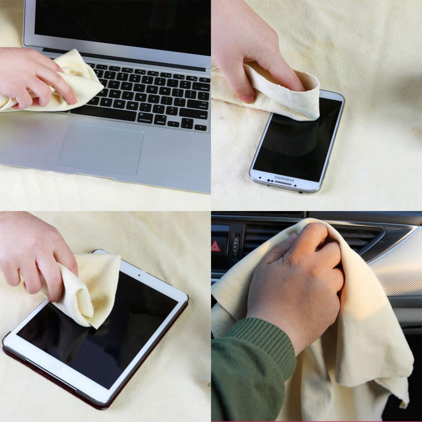 Sueiannmn Car Nature Chamois Real Leather Washing Cloth Cleaning Towel Wipes Clean Cham H88 (40X70Cm)