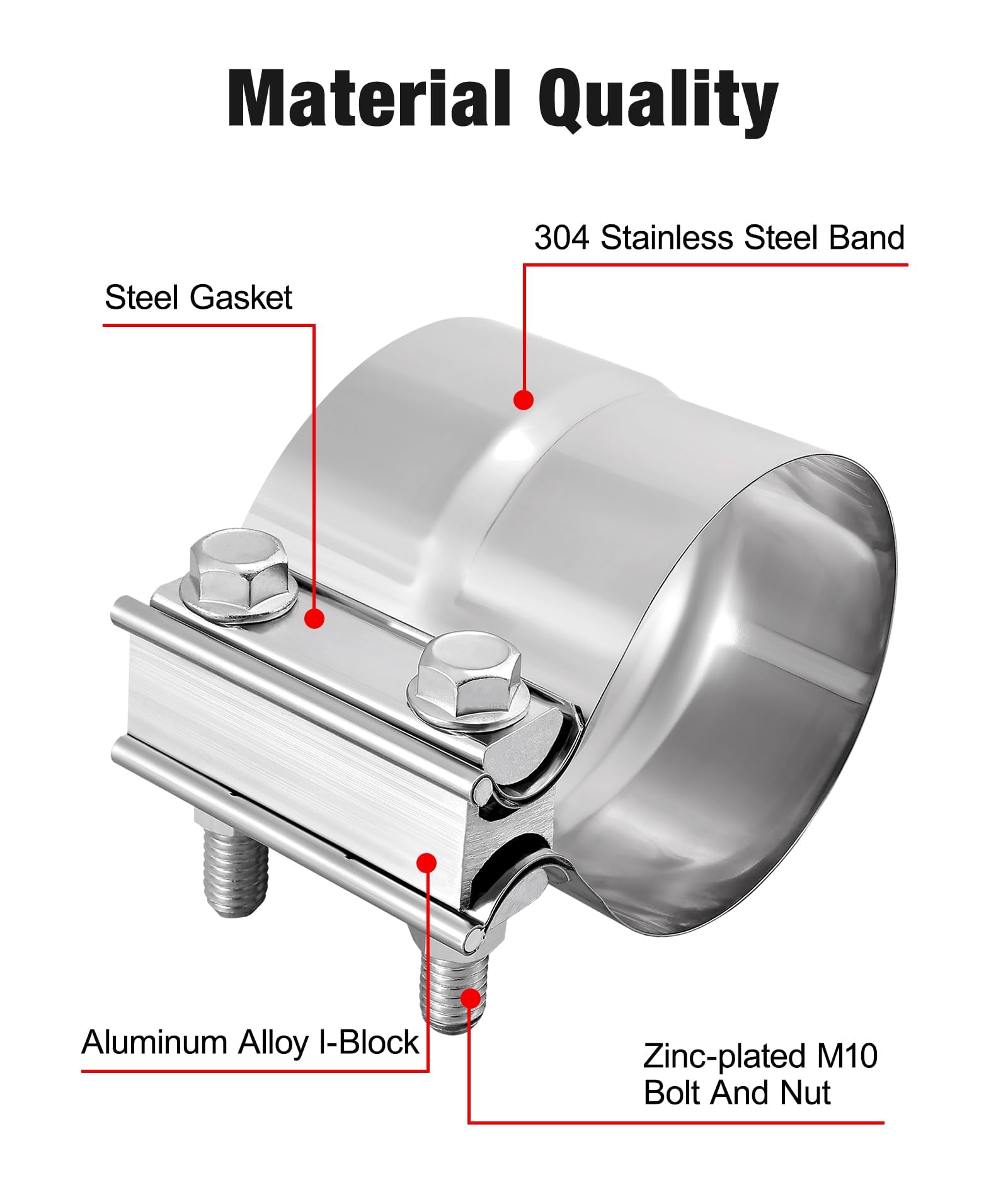 Evil Energy 5 ' ' Exhaust Clamp,Lap Joint Band Clamp Stainless Steel For Pipes,Mufflers,Catalytic Converters (1, 5 Inch)