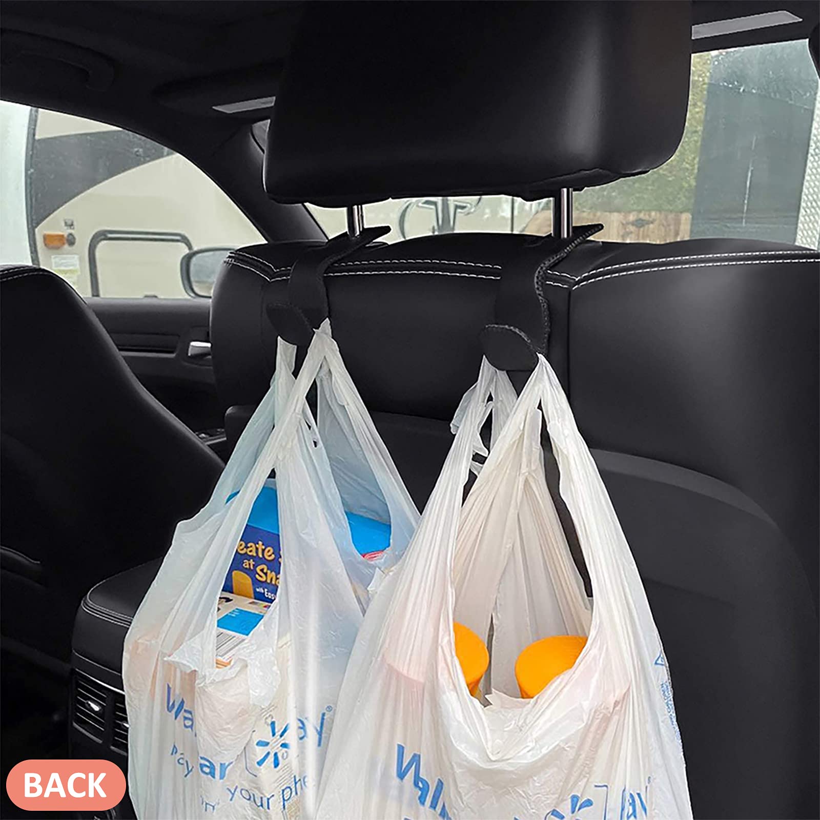 Tisohugo Car Hook Back Seat Headrest Hooks Genuine Leather Hanger Storage Organizer For Handbag Purse Coat Fit Universal Vehicle