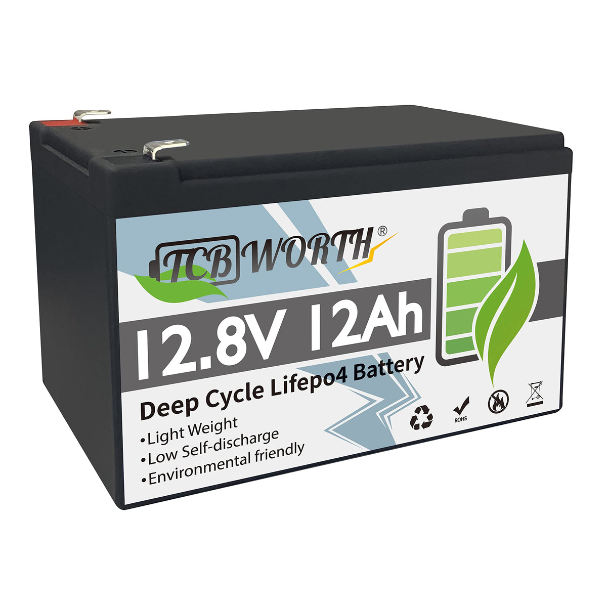 TCBWORTH Lithium Battery 12V 12Ah LiFePO4 Batteries with 10A BMS, Deep Cycle Rechargeable Lithium Iron Phosphate Battery, for Ho