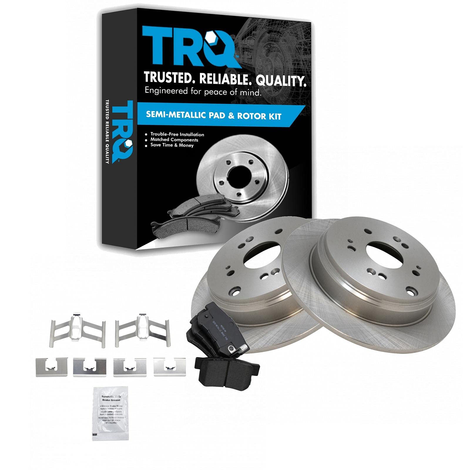 Trq Rear Brake Pad & Rotor Kit Brake Pads Brake Rotor Semi-Metallic Compatible With 2007-2012 Acura Rdx