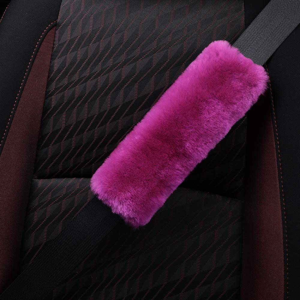 Ogland 2 Pack Automotive Authentic Sheepskin Car Seat Belt Pads, Soft Shoulder Pad, Neck Cushion Protector, Genuine Natural Meri