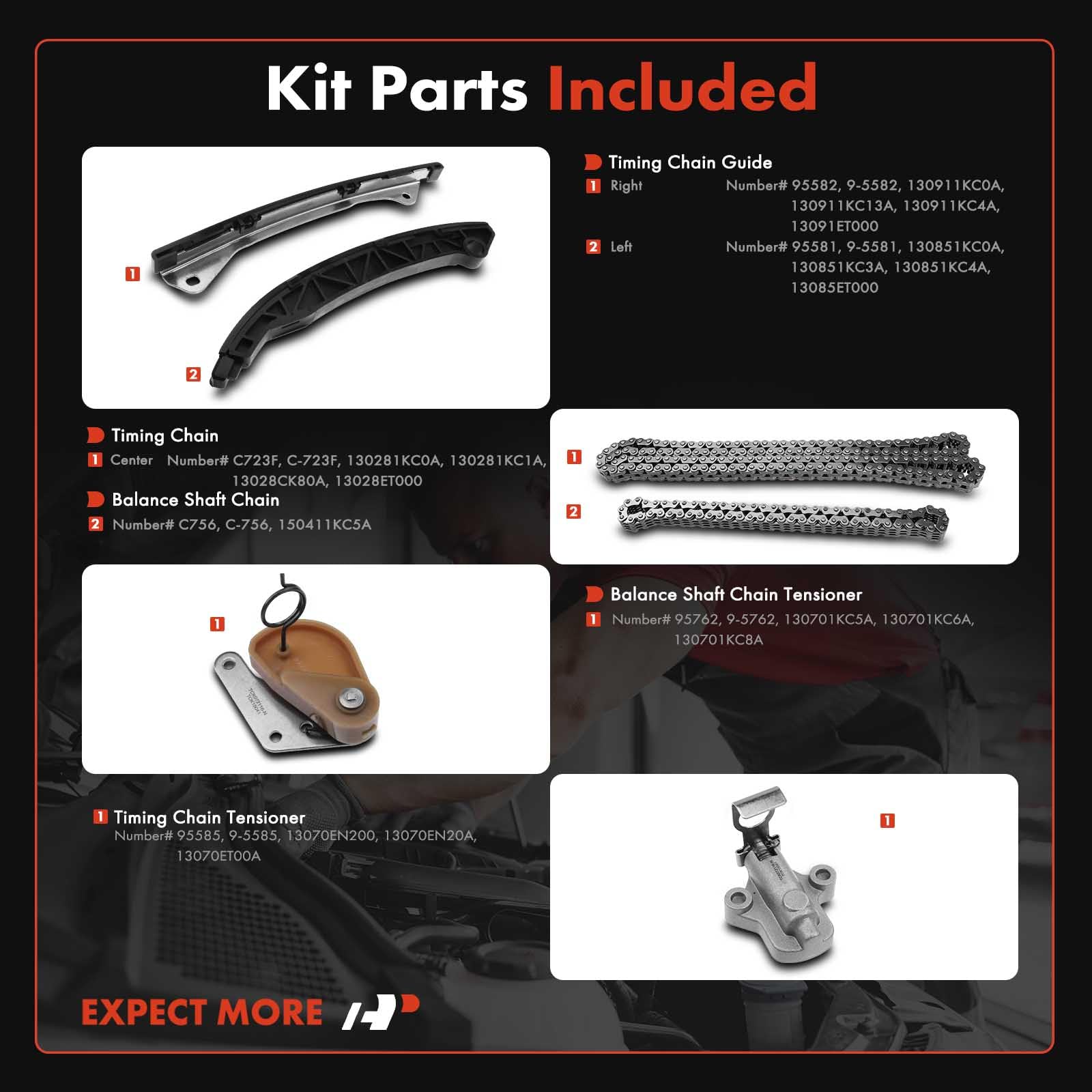 A-Premium Engine Timing Chain Kit W/Tensioner & More [Fits Dohc, 4Cyl] Compatible With Nissan Juke 2011 2012 [1.6L], Sentra 2013-2017 2018 [1.8L], Replace# 130281Kc0A, 13070En200, 130851Kc0A