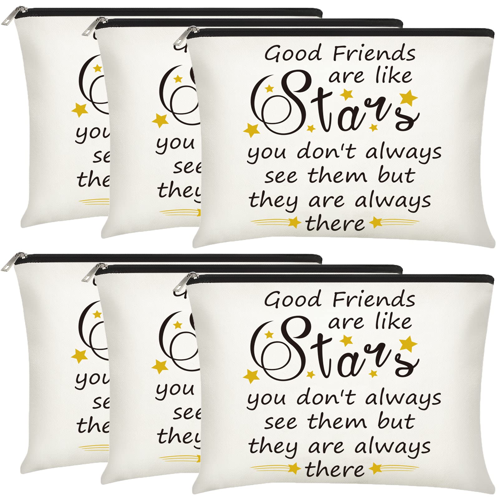 6 Pieces Friendship Cosmetic Bag Makeup Side Bag Girls Weekend Gifts Friends Makeup Bag For Christmas Friendship Present Travel 