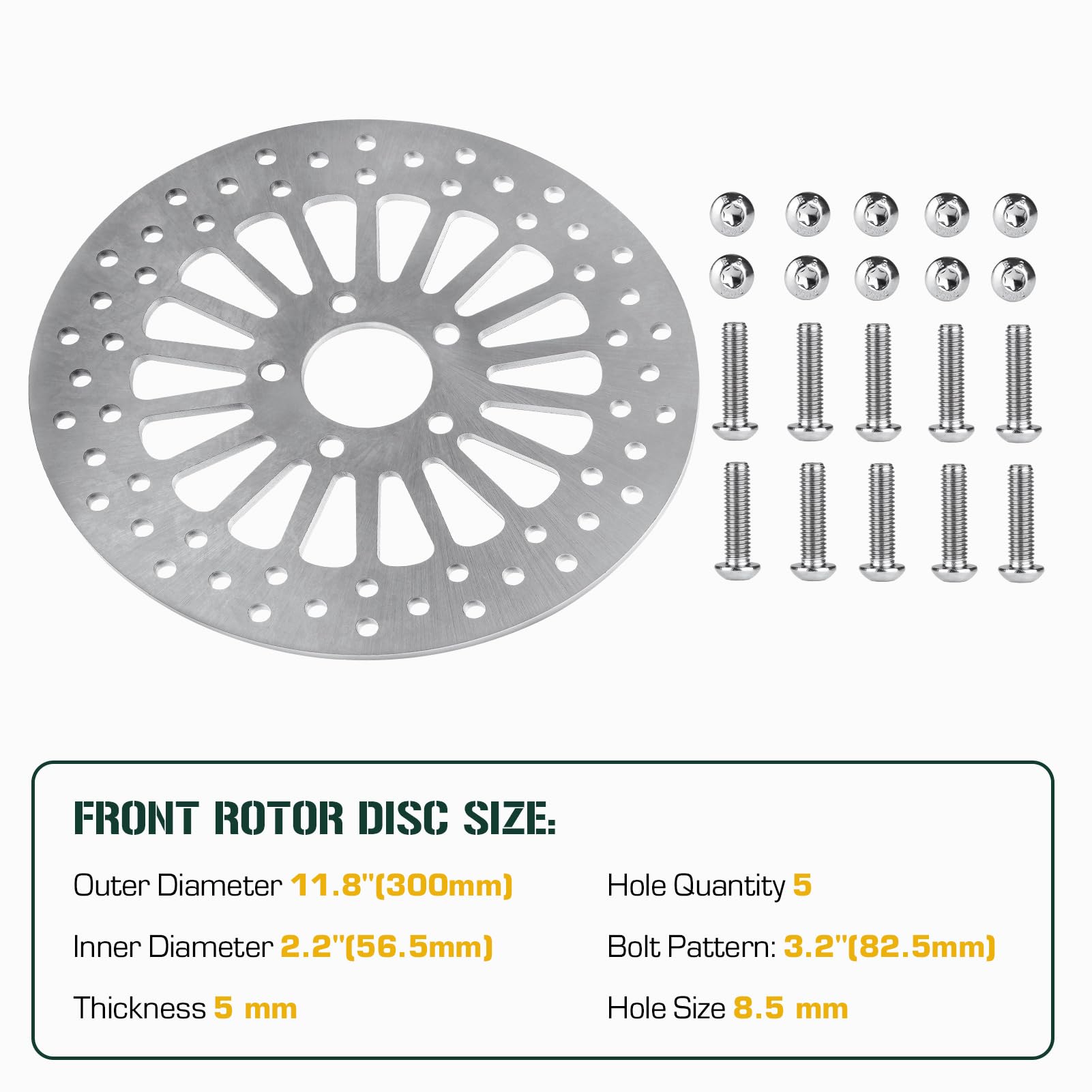 Youxmoto 2Pcs Front Brake Rotor 11.8' For Harley 2008-2020 Road King/Road Glide Electra/Street Glide/Tri Glide Ultra Classic (Flhr/Fltr/Flht/Flhx), Stainless Steel Sus 420 Brake Disc Rotor