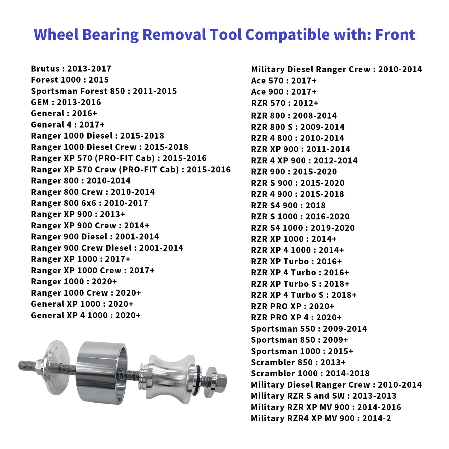 Biglknm Wheel Bearing Removal Tool Compatible For Polaris Ranger Rzr/Ranger/General/Sportsman, Reinstall Tool Fit For 40 And 44 Mm Wheel Bearings