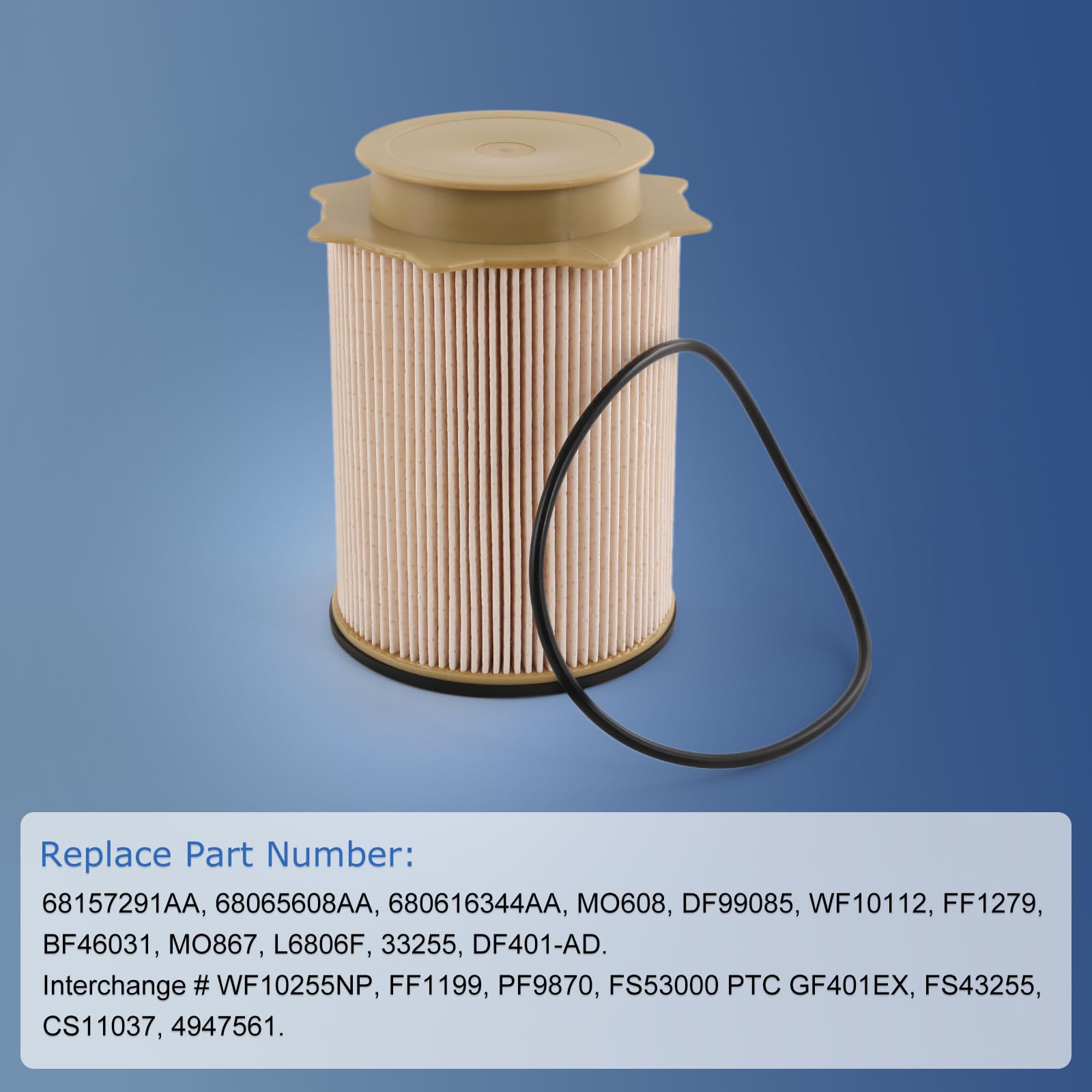 Carmocar Fuel Filter 68157291Aa Replacement For 2010-2017 Dodge Ram 2500, 3500, 4500, 5500 6.7L Cummins Turbo Diesel Engines