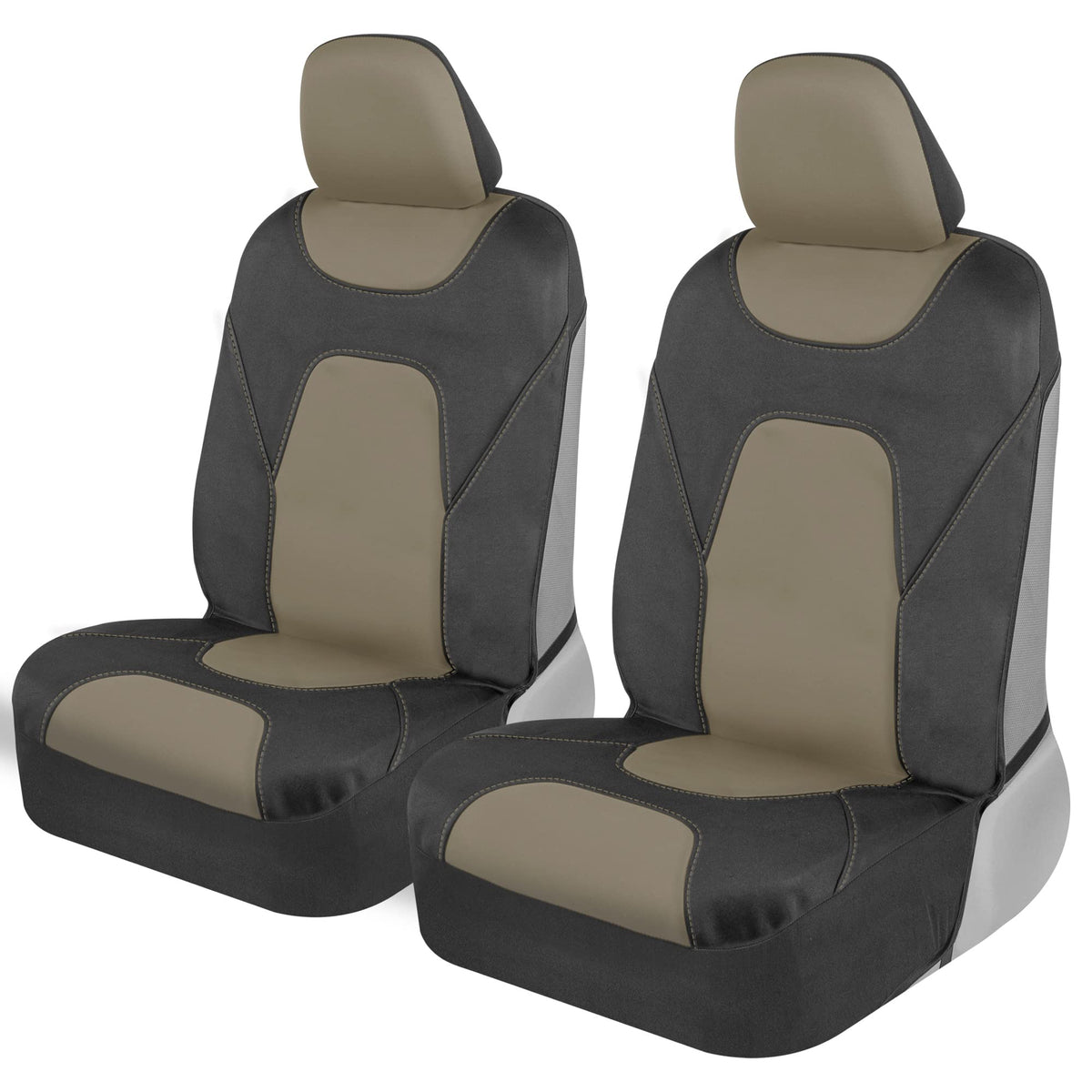 Motor Trend AquaShield Waterproof Front Seat Covers, Beige Seat Covers for Cars - Padded Neoprene Front Car Seat Cover, SUV Seat