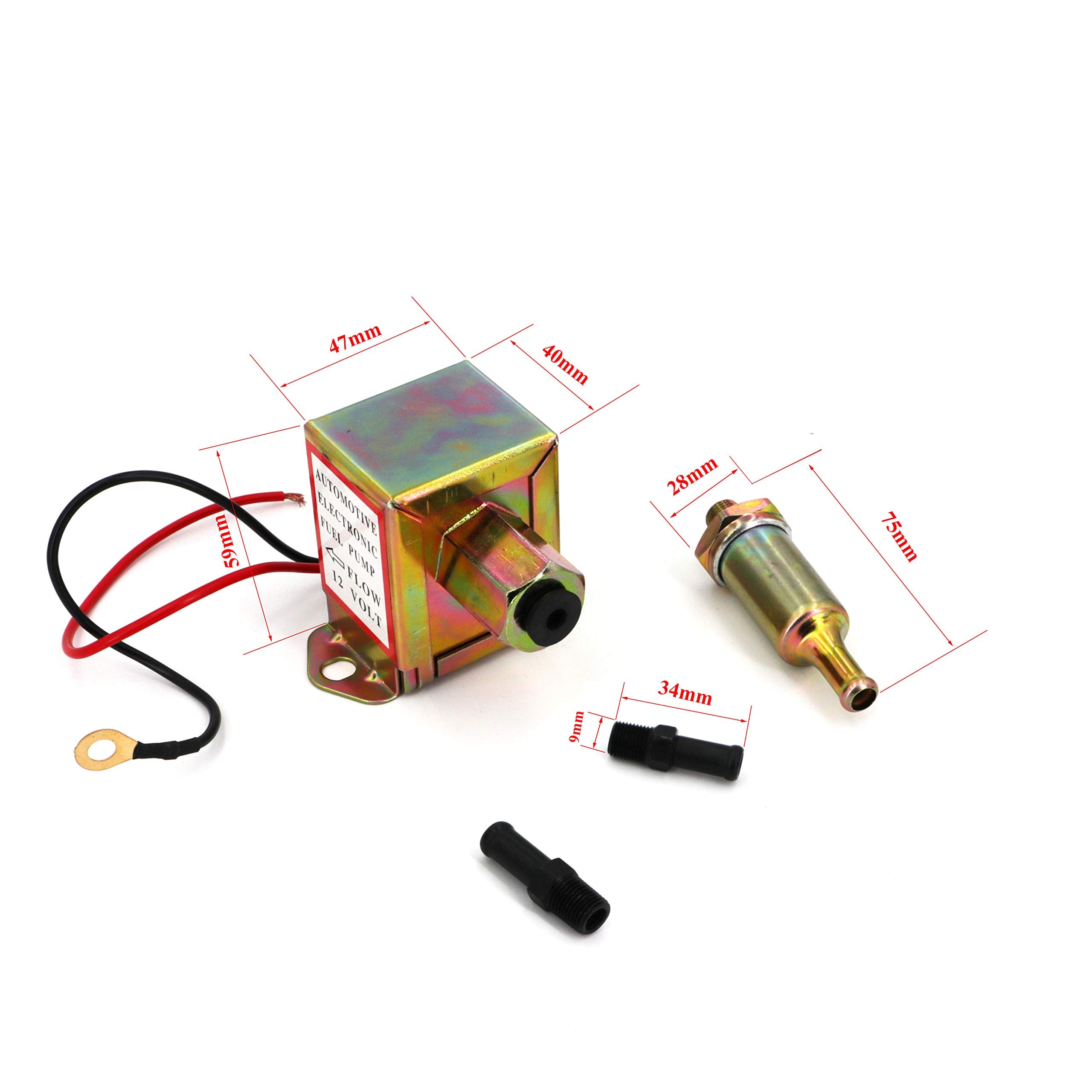 Electric Fuel Pump 12V 4.5-7Psi Universal Standard Self Priming Heavy Duty Gas Diesel In-Line In-Tank Electric Fuel Pump With Installation Kit Metal Solid Petro Gasoline Or Diesel Engine Ep014