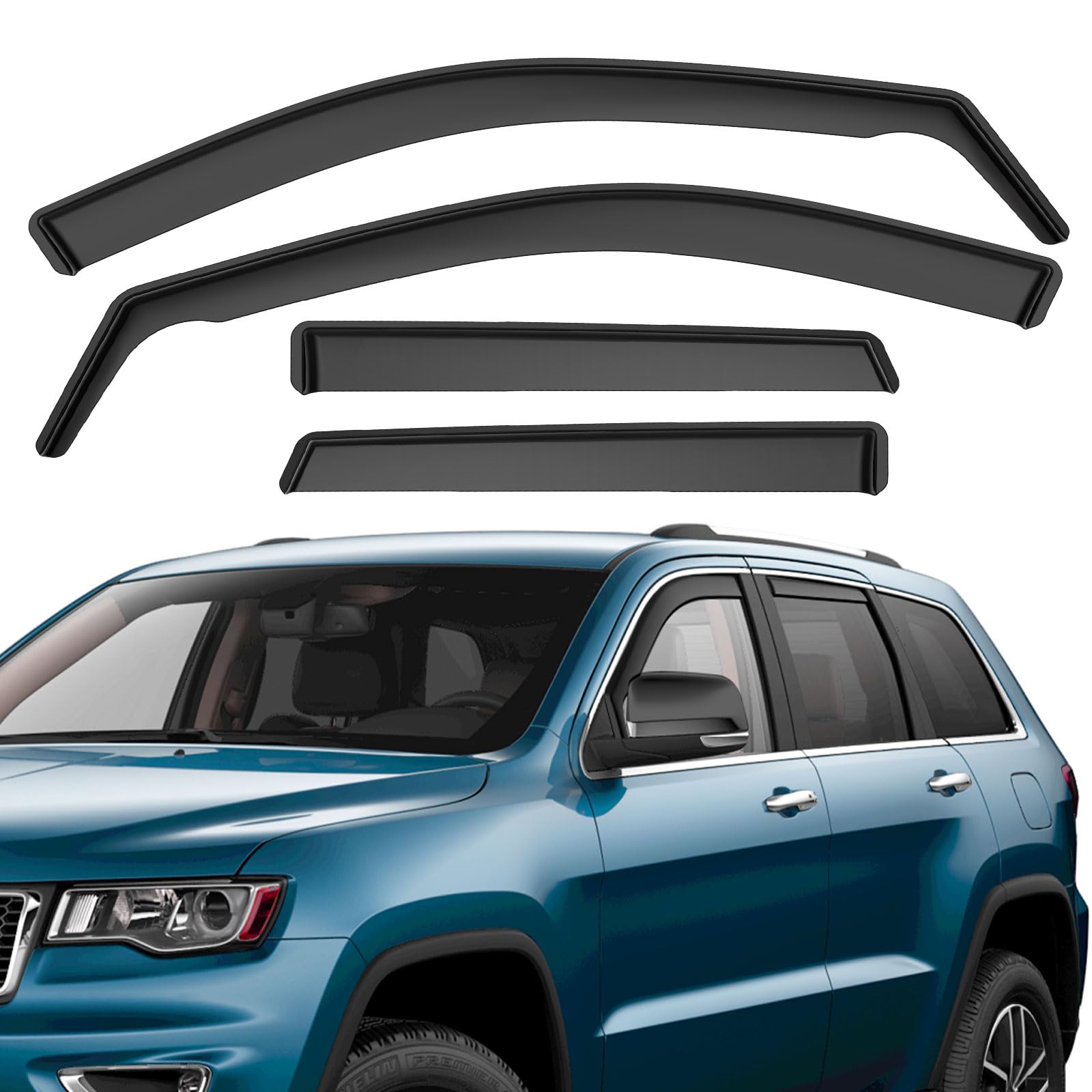 Aclong In-Channel Rain Guards Black Vent Window Visors Compatible With Jeep Grand Cherokee 2011 2012 2013 2014 2015 2016 2017 20