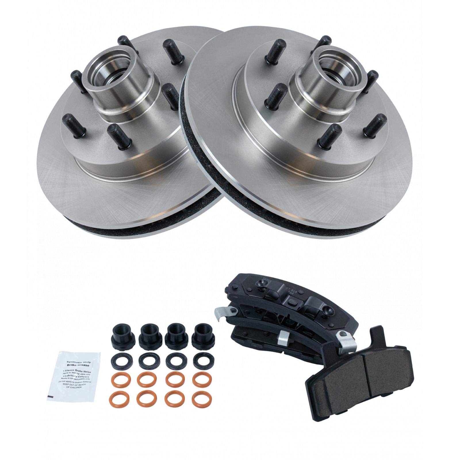 Trq Front Brake Pad & Rotor Kit Brake Pads Brake Rotor Ceramic Compatible With 1995-1998 Chevrolet C2500 1996-2002 Express 2500