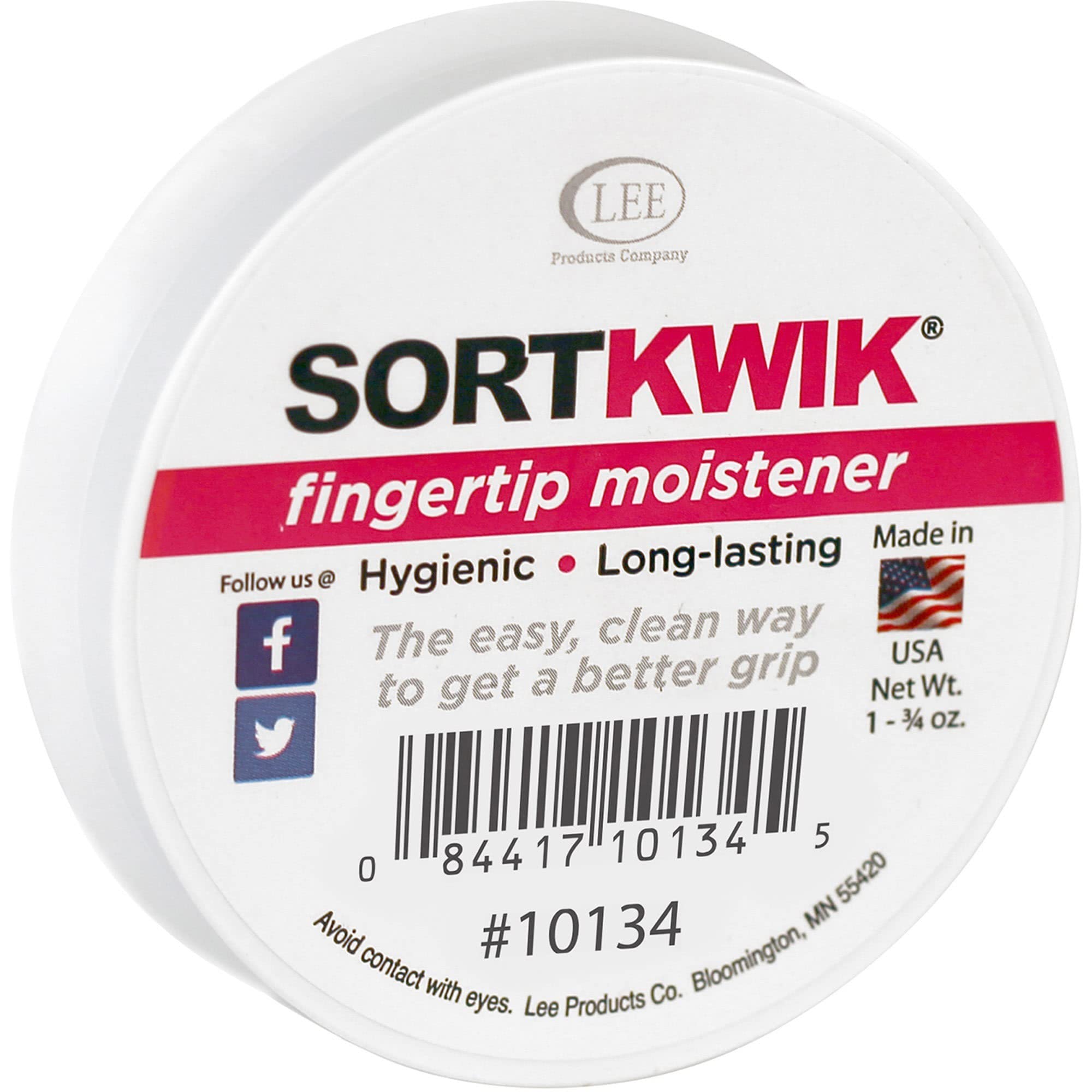 Lee Sortkwik Anti-Bacterial Odorless Non-Toxic Fingertip Moistener With Non-Skid Back, 1-3/4 Oz
