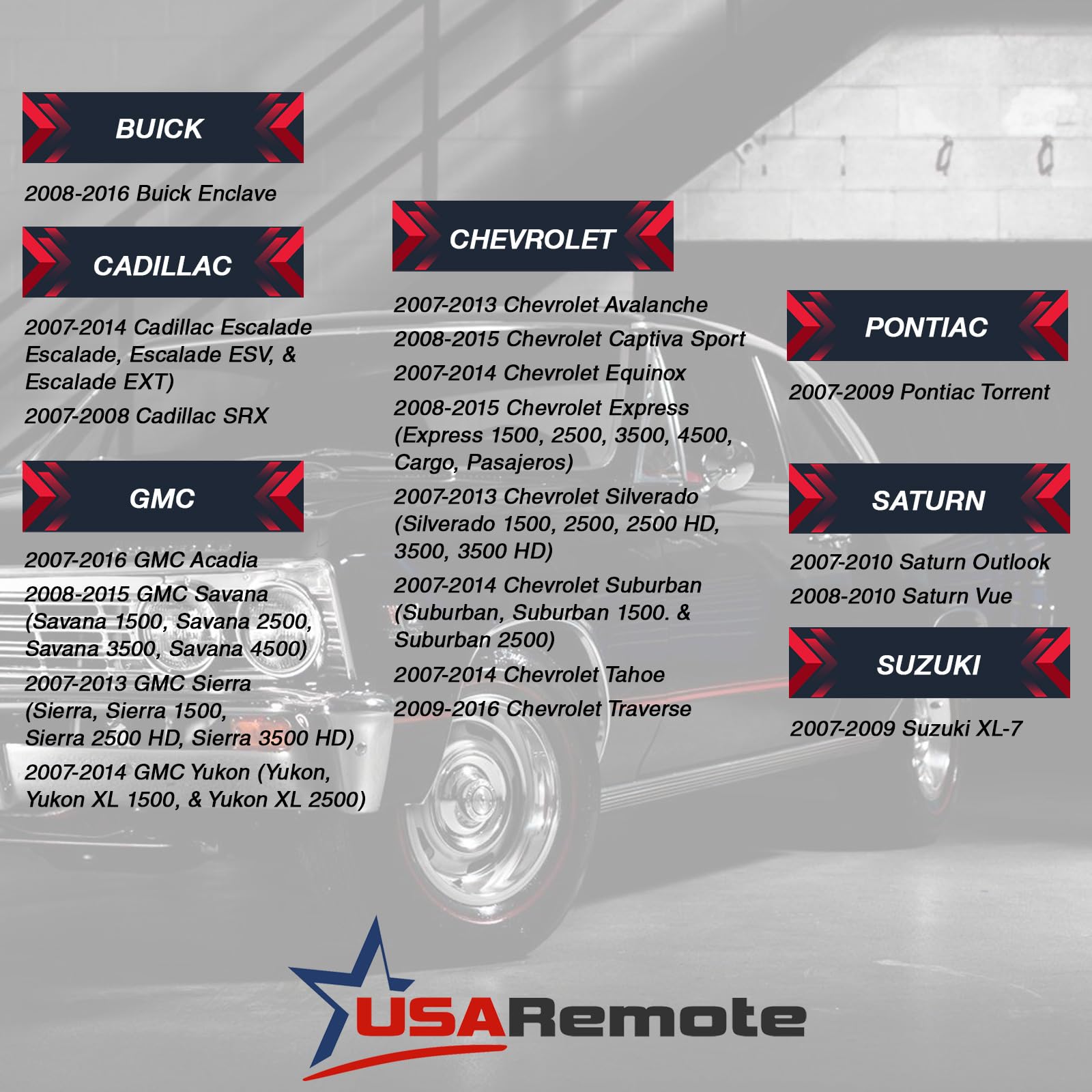 Key Fob Shell Fits 2007-2016 Chevy Gmc Pontiac Saturn Suzuki Cadillac Buick Keyless Entry Remote Case & Button Pad (15913421, Ou