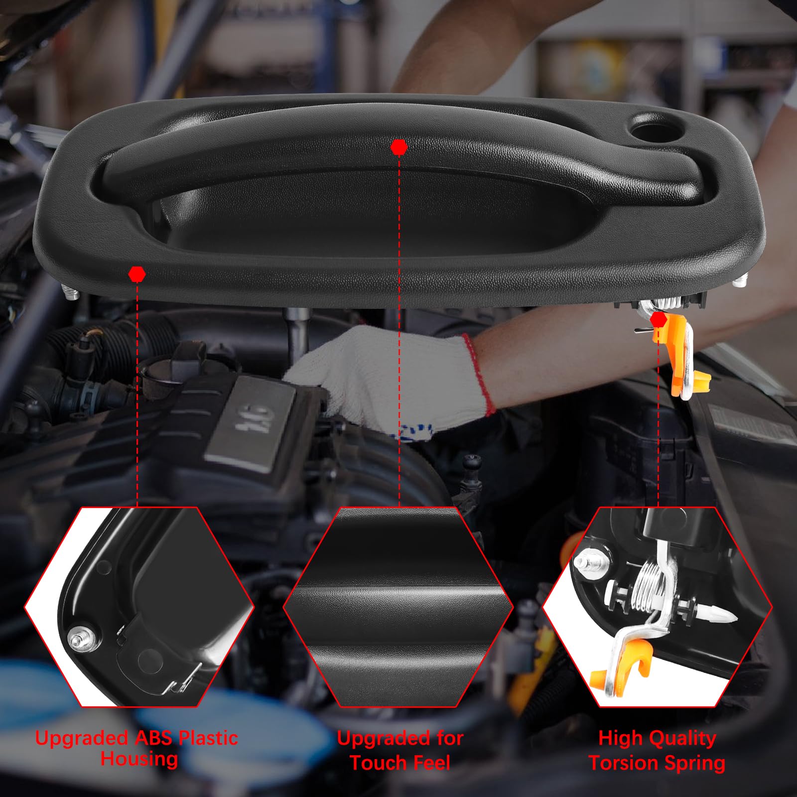 Faersi Exterior Door Handle Set,Exterior Door Handle Front/Rear Driver&Passenger Side,Available For 1999-2007 Chevy Silverado Av