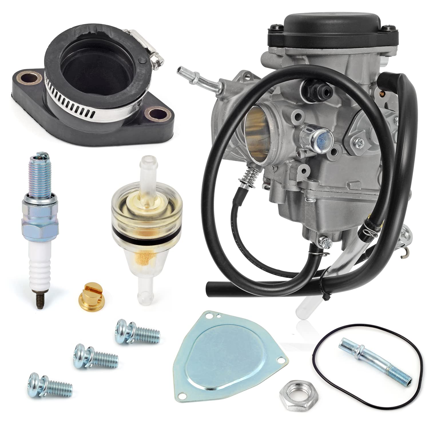 Moto1988 Carburetor Carb & Intake Manifold Boot For Yamaha 2007-2014 Grizzly 350 2004-2006 Bruin 350 2006-2009 Wolverine 350 Carb