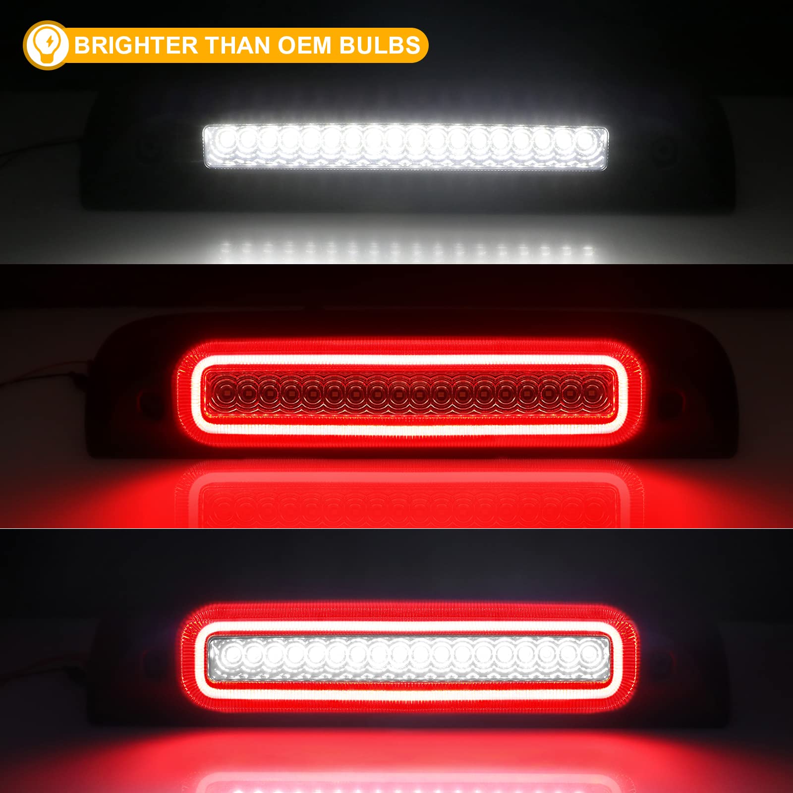 F1 Style Strobe Led Third Brake Lights For 2014-2019 Silverado Sierra 1500 2500Hd 3500Hd Roof Cargo Light High Mount Stop Lamp 3Rd Brake Light Pickup Truck Smoked Lens, Oem# 23509162 | 20979071