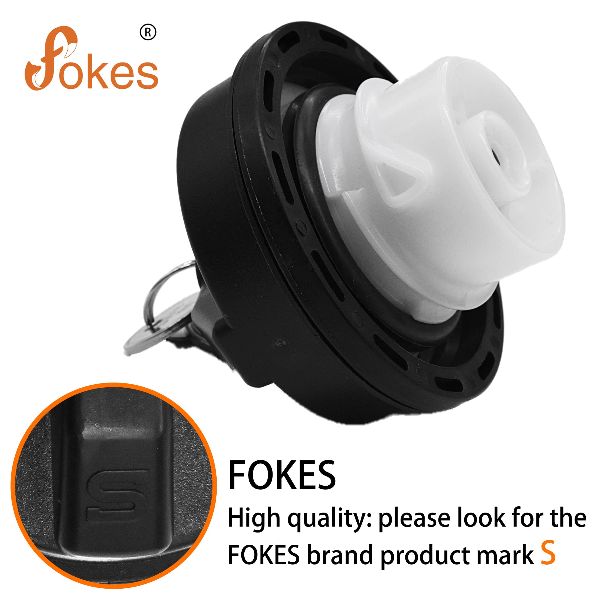 Fokes Locking Gas Cap - Chrome Black Fuel Cap for Dodge Jeep Ram, Fits Challenger, Grand Caravan, Cherokee, Wrangler, #05278655AB