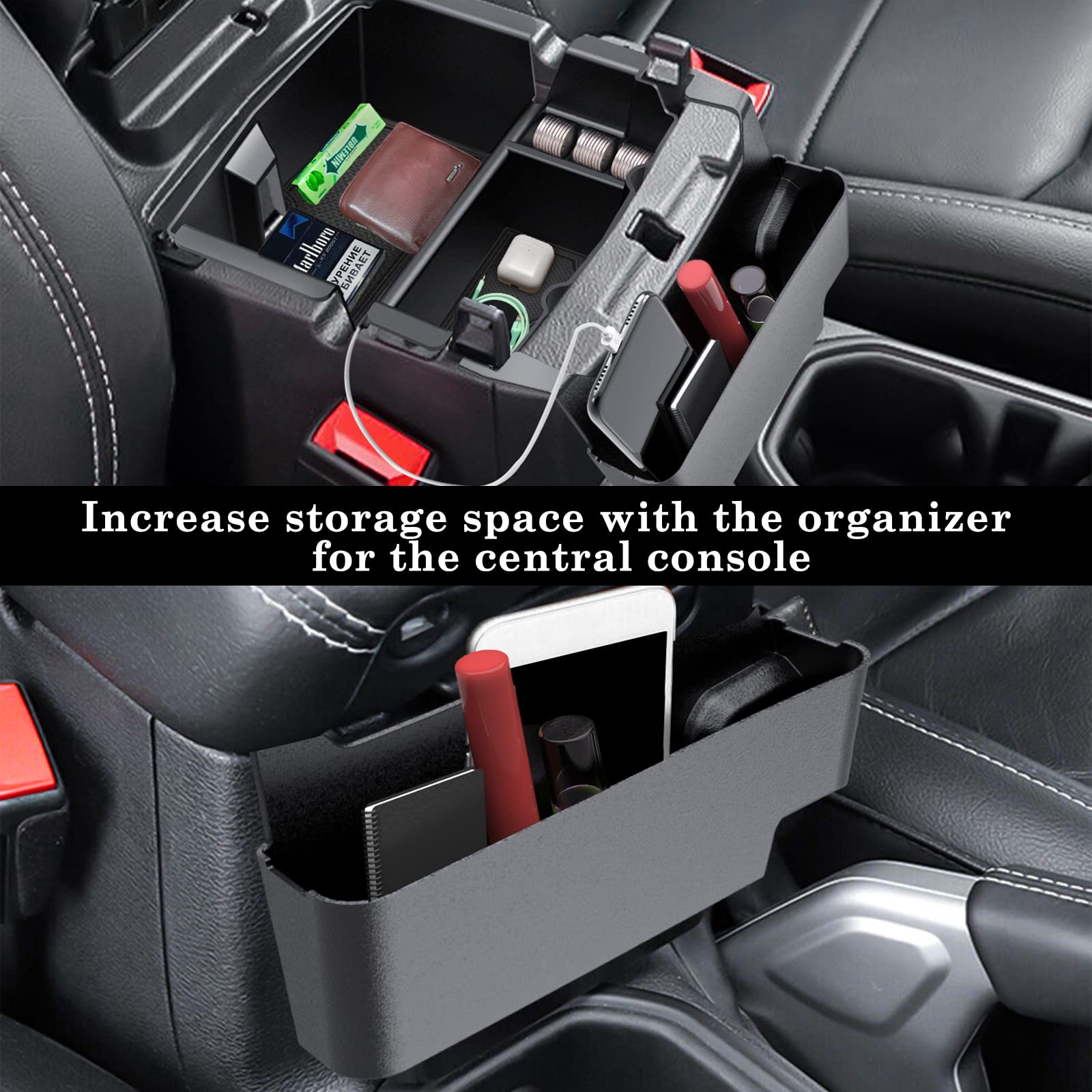 Eamplest Center Console Organizer for Jeep Wrangler JL/JLU 2018-2023 2024 and Gladiator JT 2020-2023 Accessories Gear Shift Side