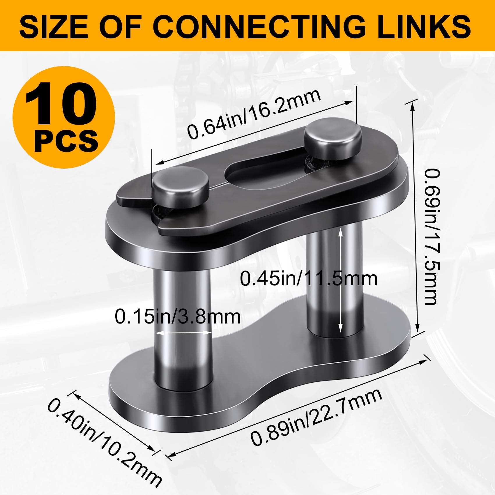 Pagow 10Pcs 40 Roller Chain Connecting Links, Master Connector Link, Heavy Duty Manganese Steel