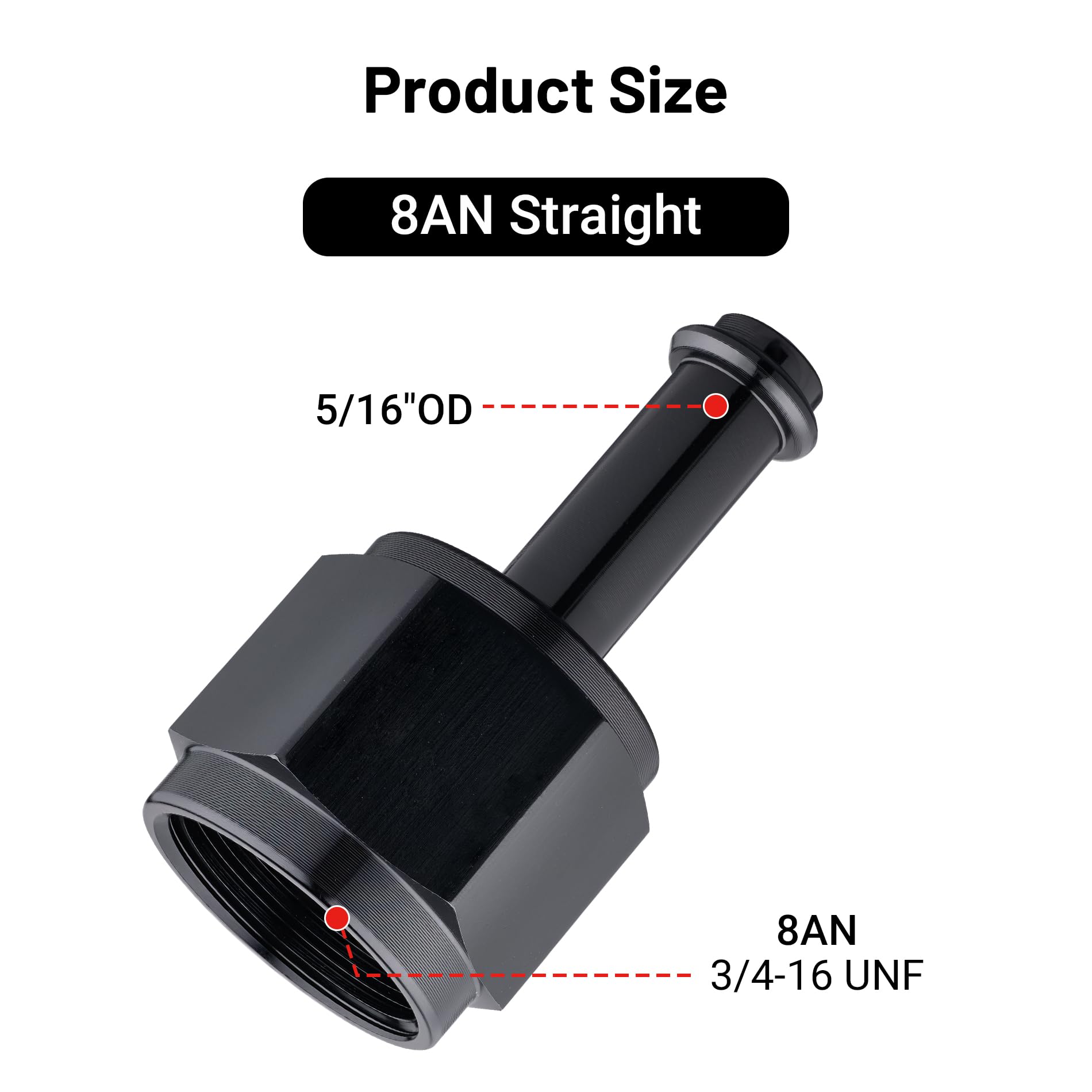 EVIL ENERGY 8AN Female to 5/16'' Barb Hose Fitting Straight Swivel 2PCS