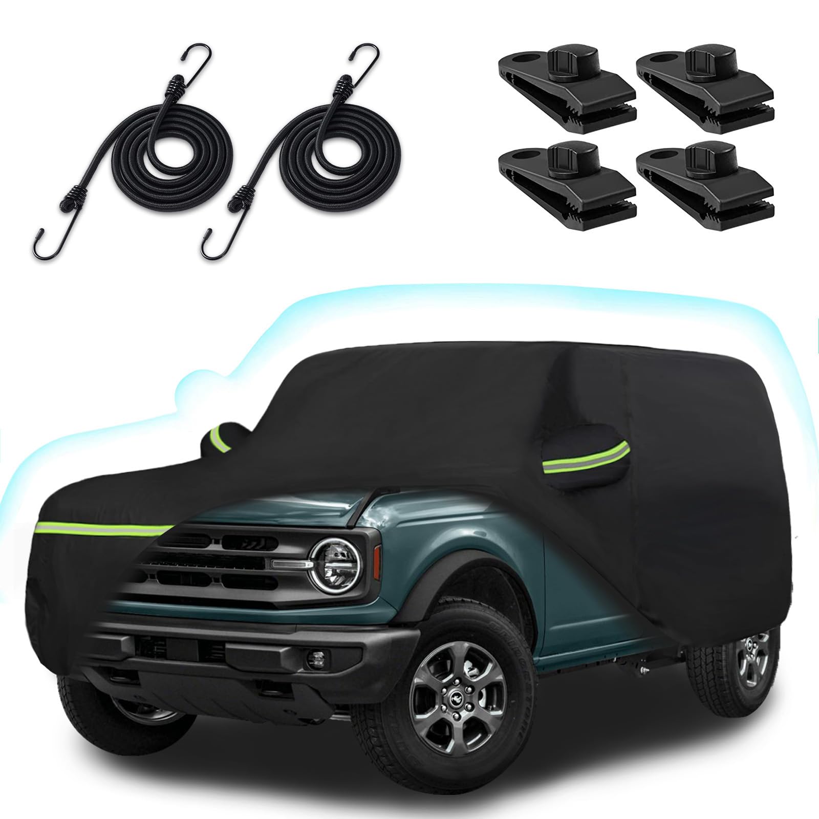 BETERNY Car Cover for 2021-2025 Bronco 4 Door, 6 Layers Waterproof Sun Rain UV Dust Snow Protection Outdoor Bronco Full Car Cove