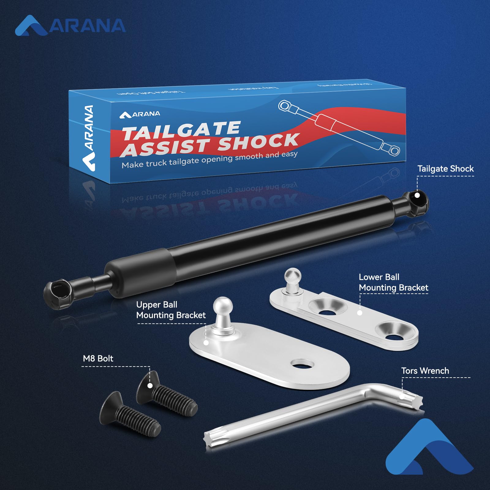 Arana Tailgate Assist Shock For Ford Ranger, 2019-2024 Ford Ranger Tailgate Soft Open Accessories, 43206 Truck Tail Gate Damper(